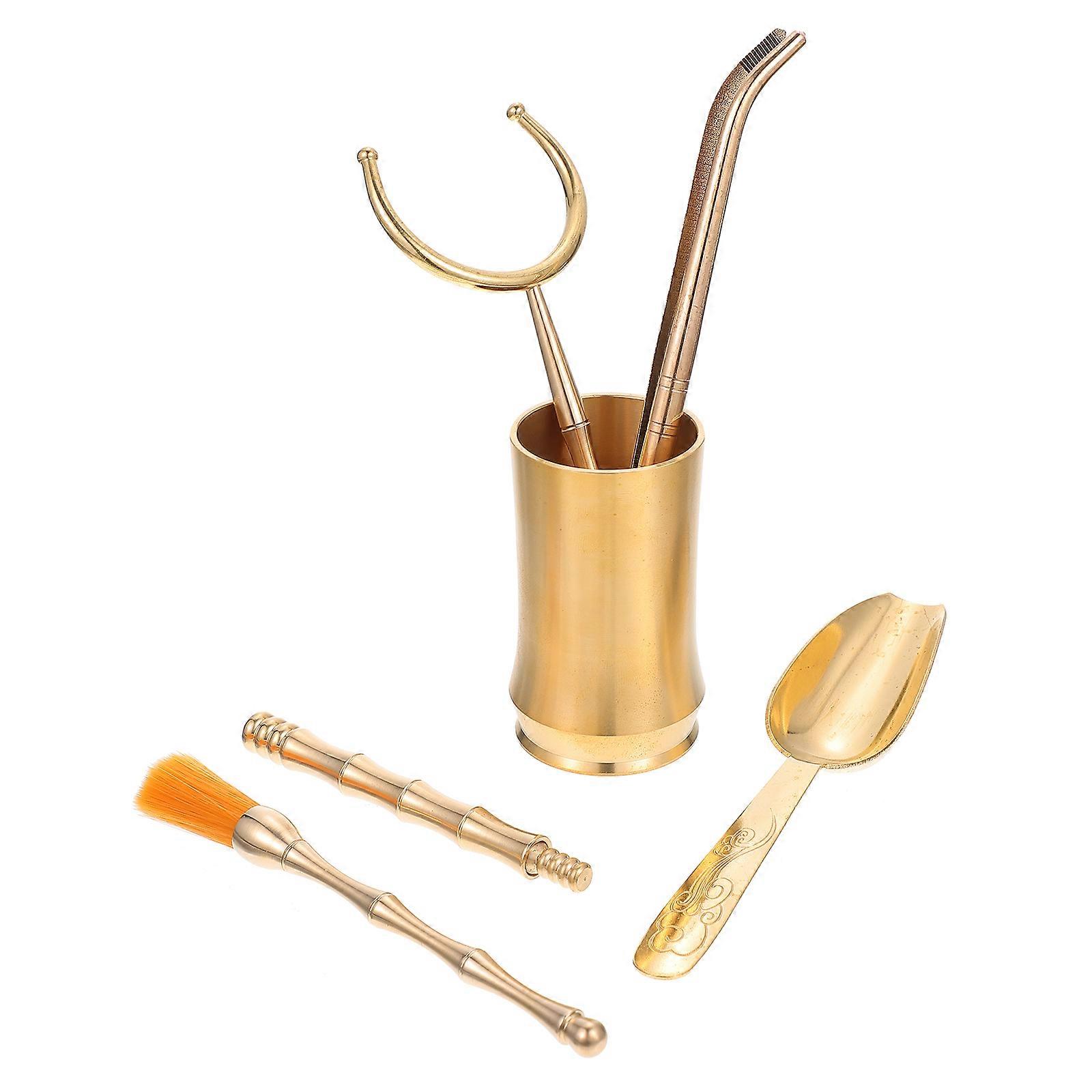 Copper Tea Ceremony Bottles for Storage 10Pcs Golden Tea Tools