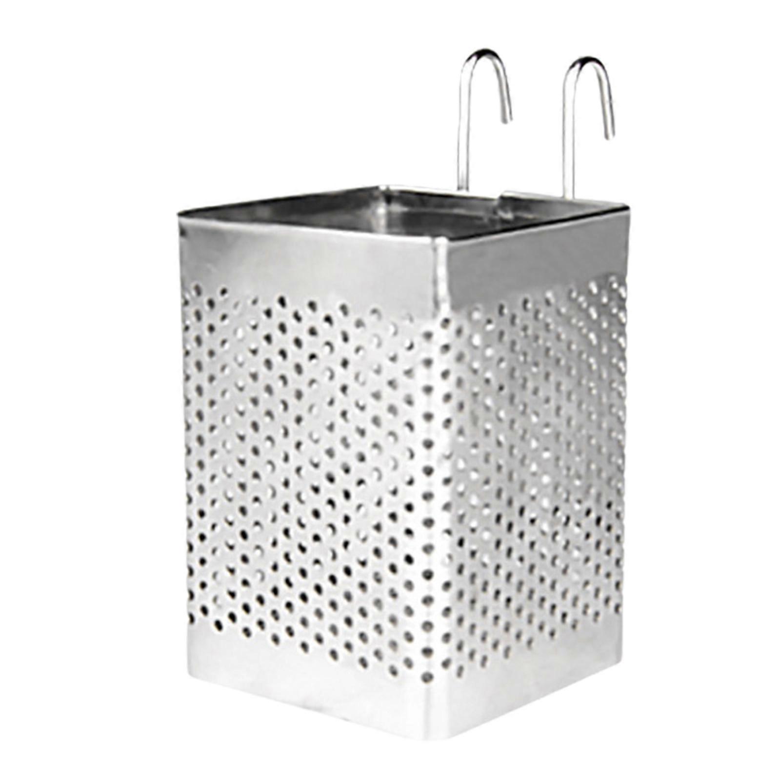 Chopsticks Holder with Hanging Hooks Space-Saving Stainless Steel Tableware Drainer for Kitchen