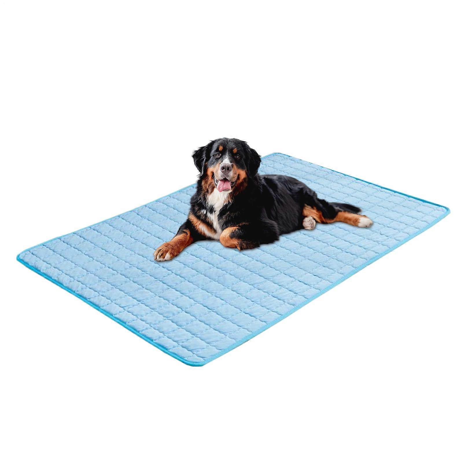 Pet Cooling Mat Waterproof Non Slip Breathable 27X19 Inches For Kennel Crate Puppy Outdoor Travel Patio Blue