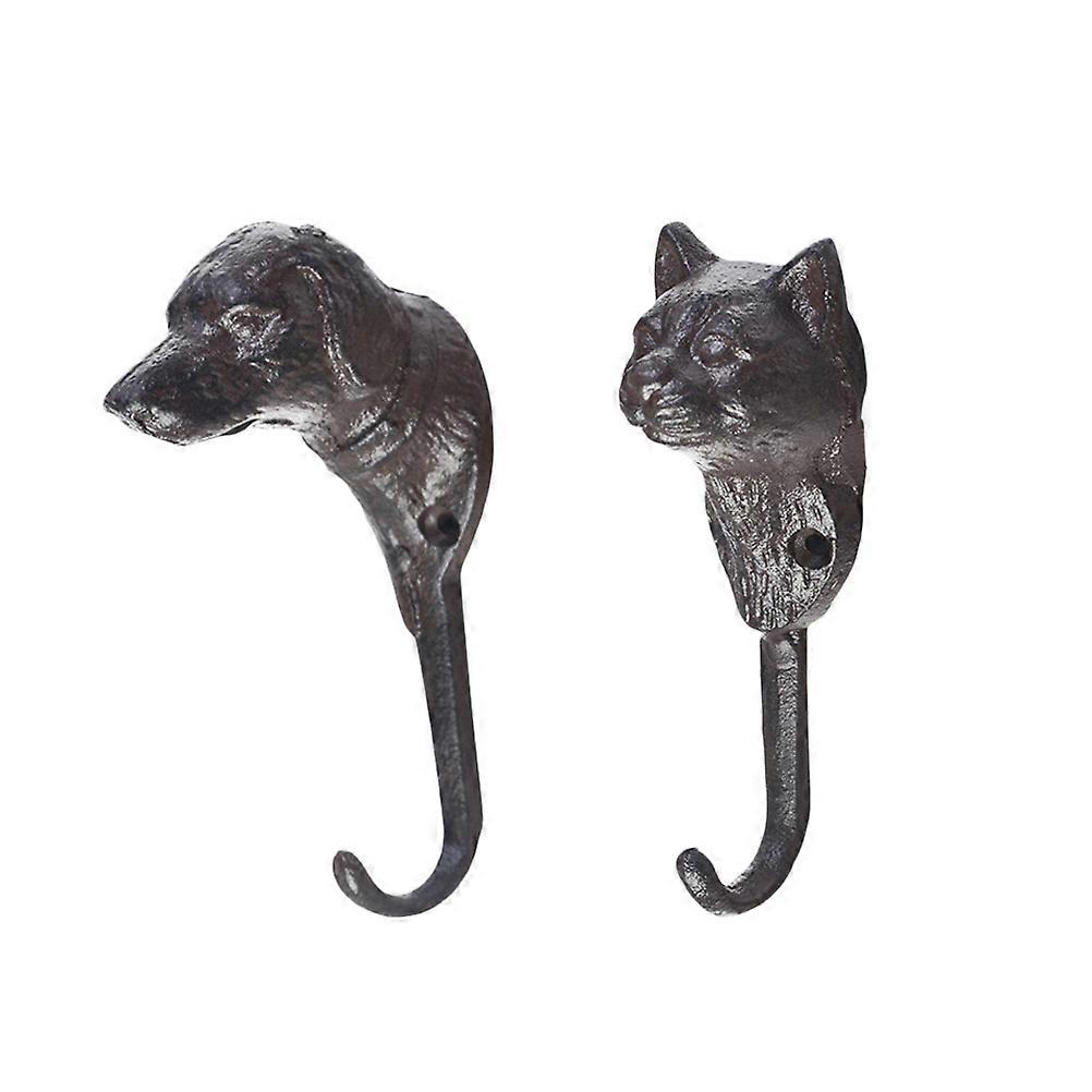 Wall Hook Cast Iron Hooks for Hanging 6Pcs Coffee Color Hook Set
