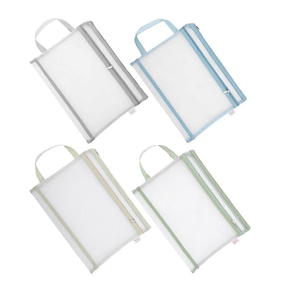 Large Mesh Zipper Storage Pouches 16 Pcs Rectangular Suitable For Office Supplies And Documents With Sleek Zipper Opening