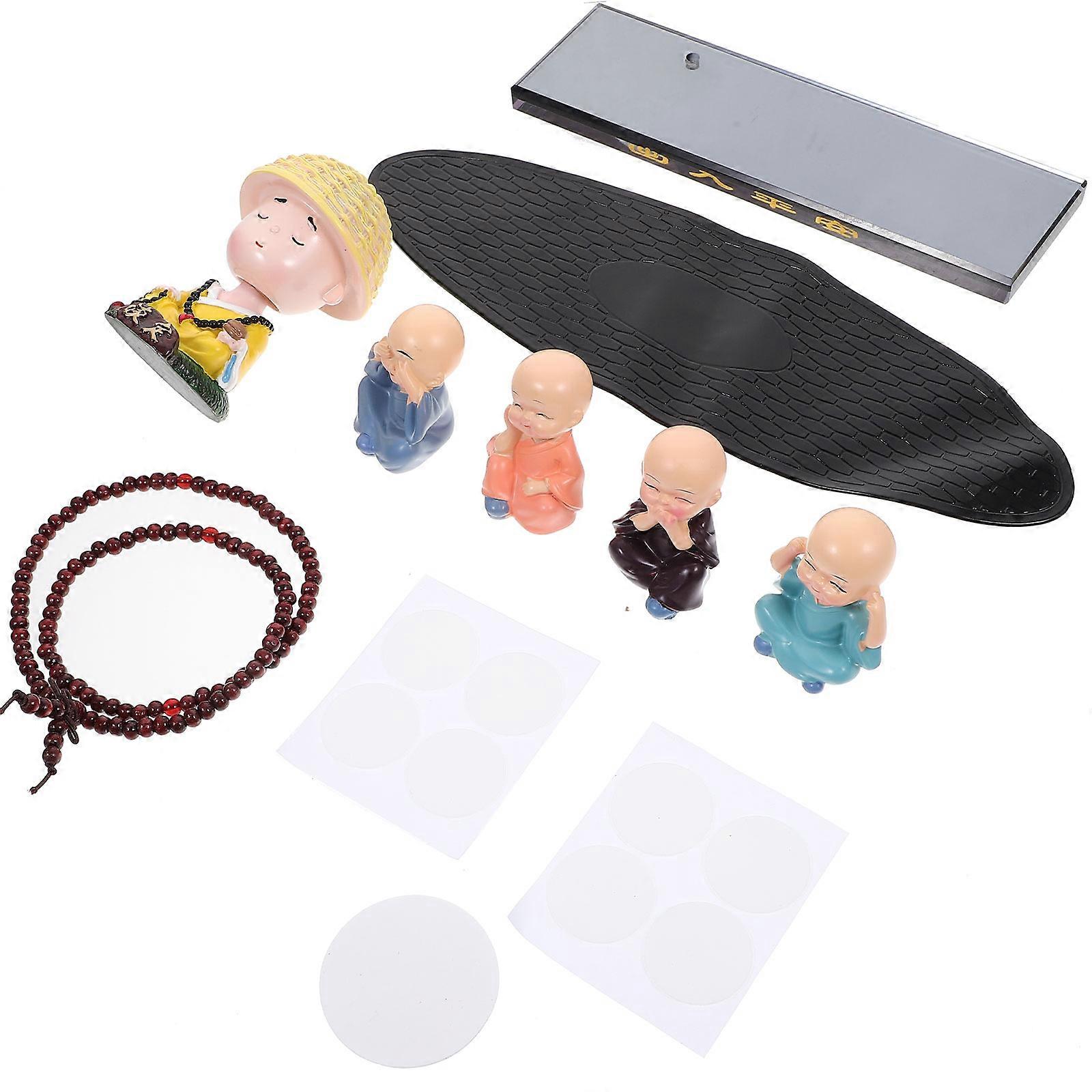 Car Dashboard Decoration for Interior 2Sets Shaking Head Monk Figurine