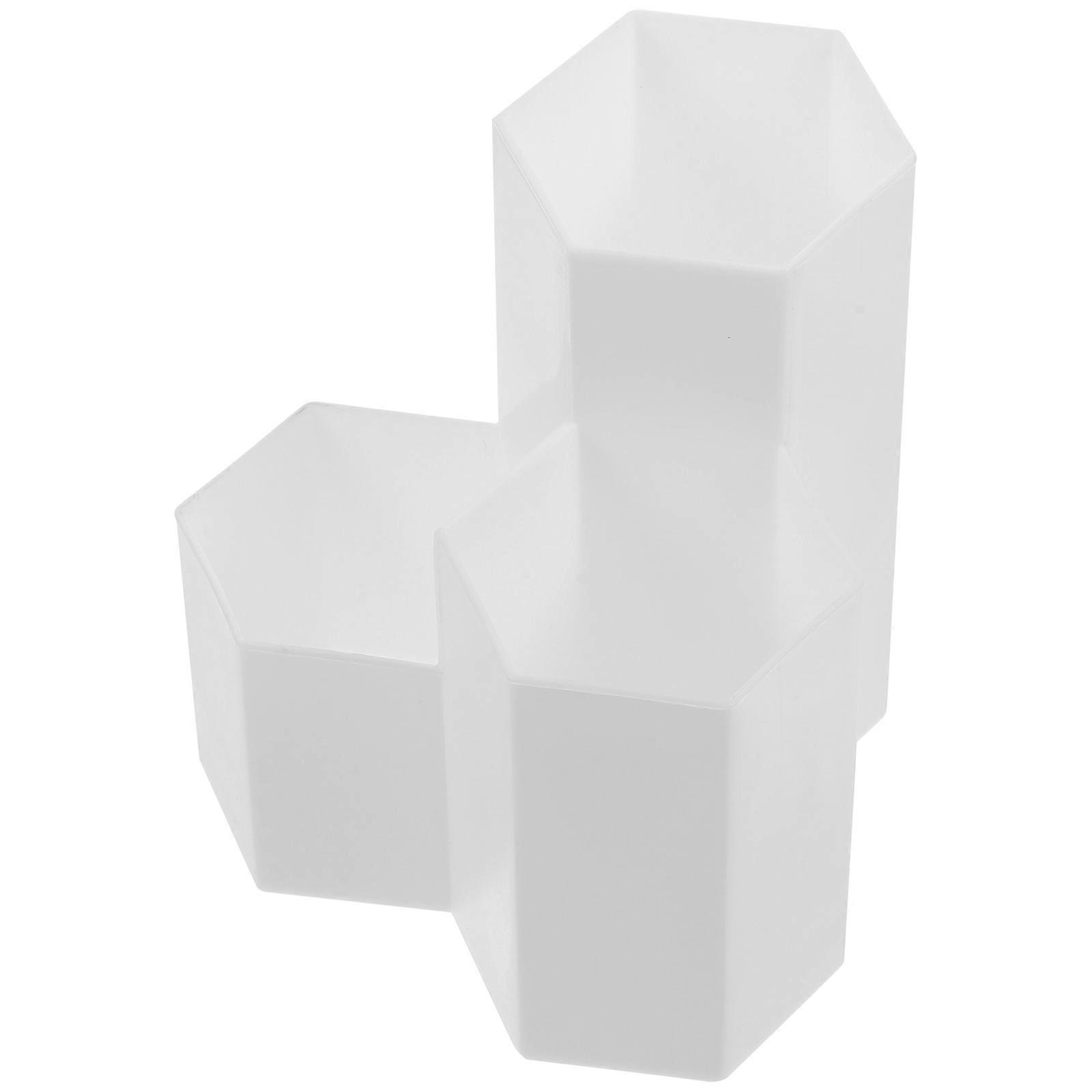 Desktop Organizer Hexagon Pen Box for Storage 5Pcs Beige PP Material