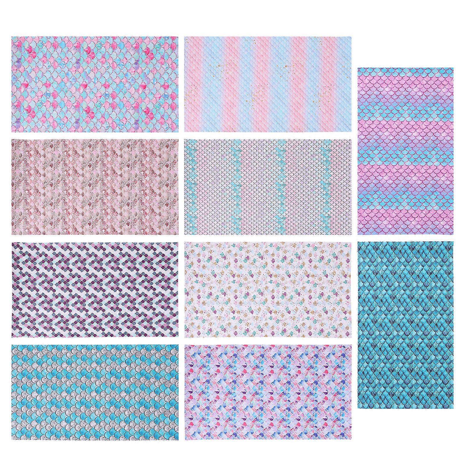 Fabric Sheets Fish Scale Pattern Faux for DIY Craft 30Pcs