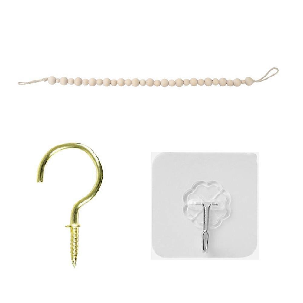 Wood Bead Curtain Tiebacks Curtain Holders for Home 3 Strings