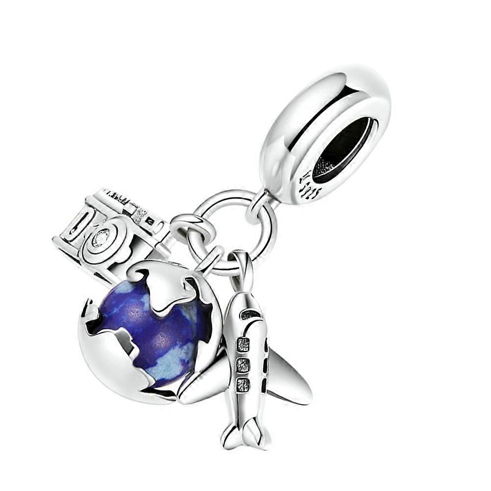 Globe Charm Silver Pendant for Bracelet Making 1 Piece Gift Accessory