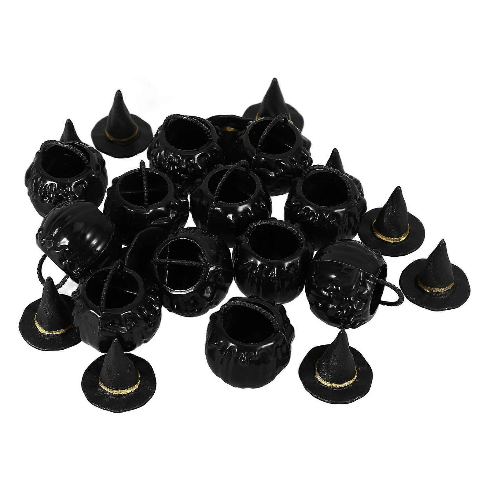 Plastic Mini Cauldron with Hat for Halloween Party 1Set