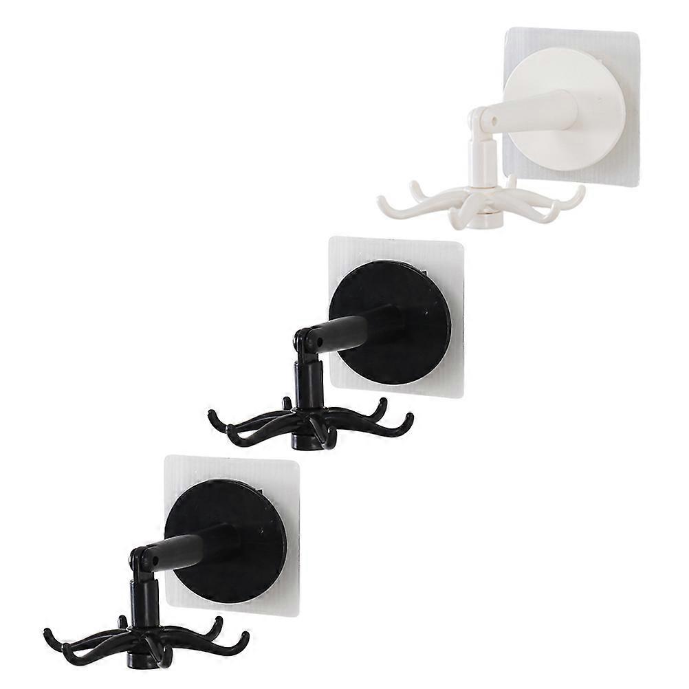 Creative Rotatable Hooks 6 Pcs Adhesive Kitchen Bathroom Wall Hooks Space-Saving Storage 7.5x7cm