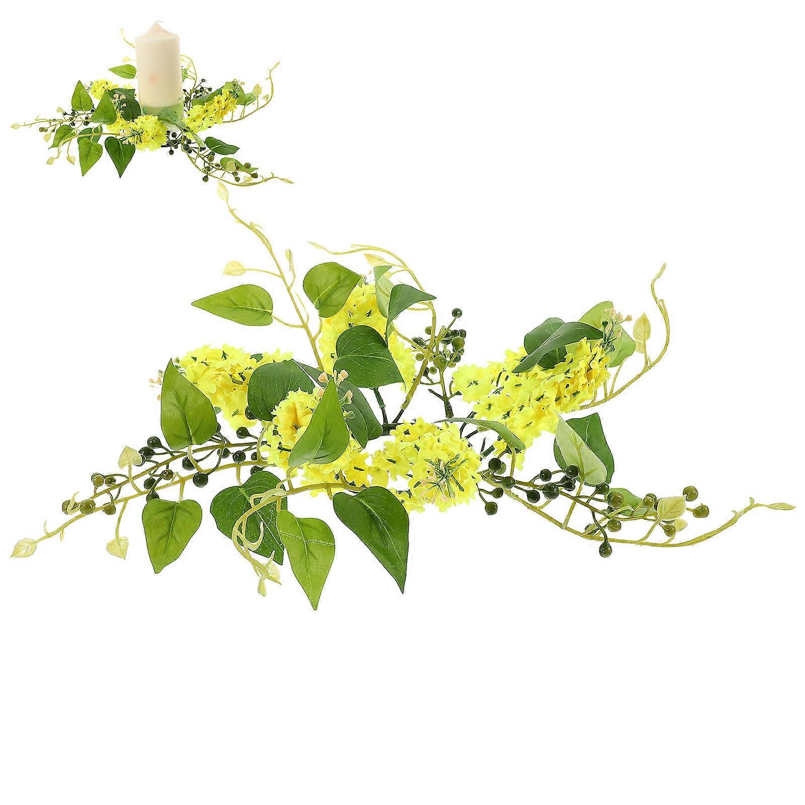 Flower Candle Rings for Wedding Table Decor with 2Pcs Candle Ring Wreath