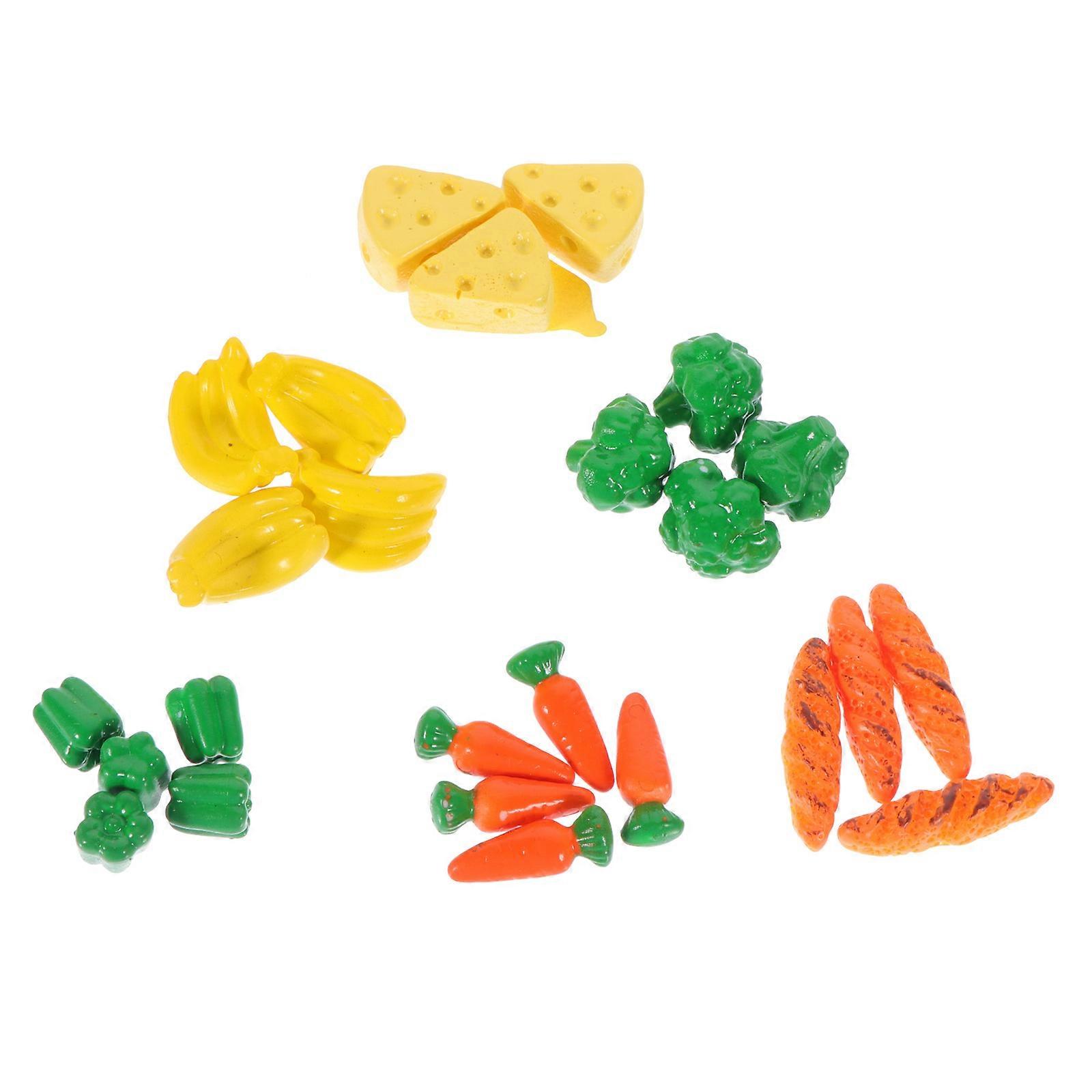 Miniature Food Decoration Resin Mini Bread Vegetable Model for Decor 6Pcs