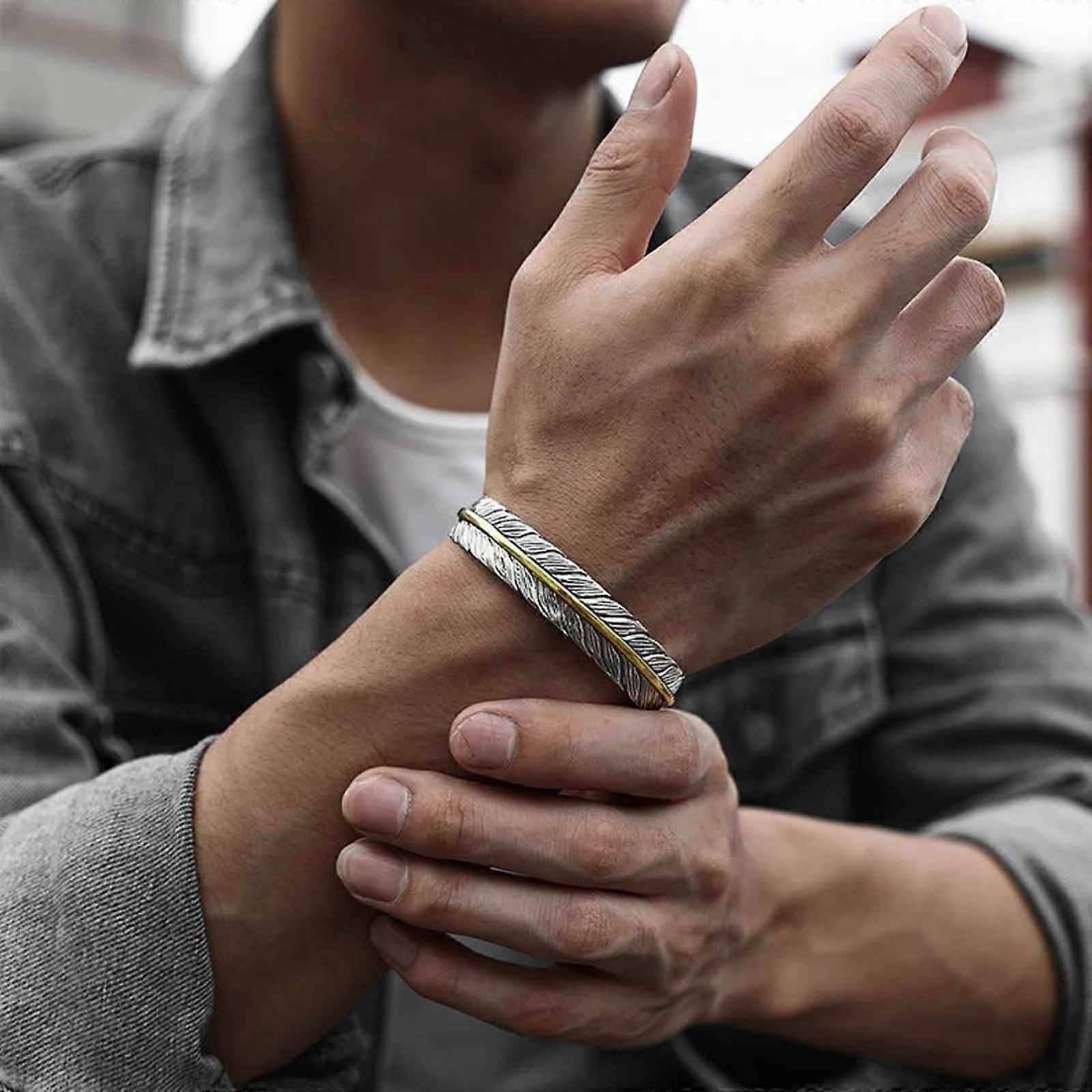 Vintage Feather Bracelet With Opening Unique And Stylish Bohemian Bracelet