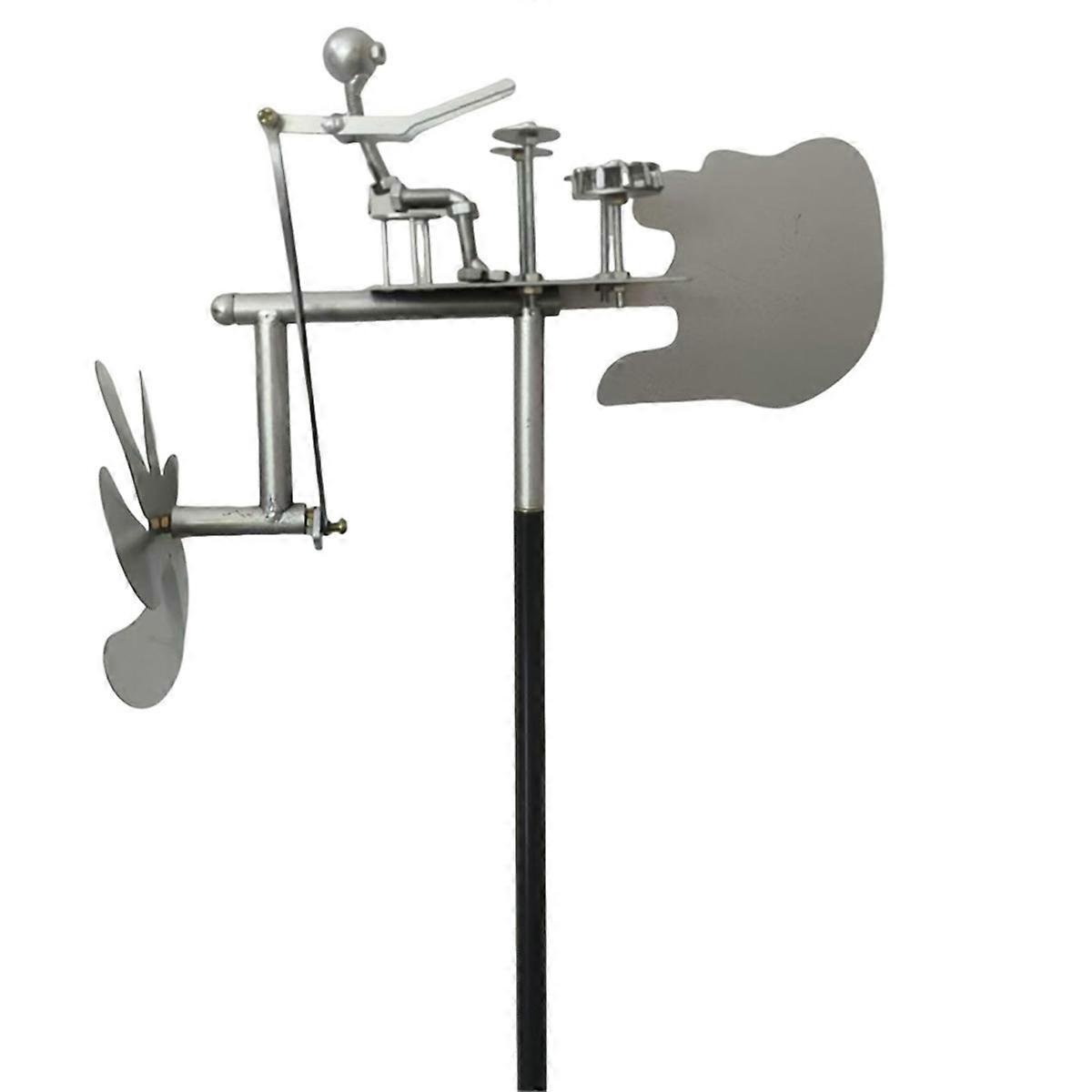 Handmade Metal Drummer Windmill Wind Sculptures & Spinners