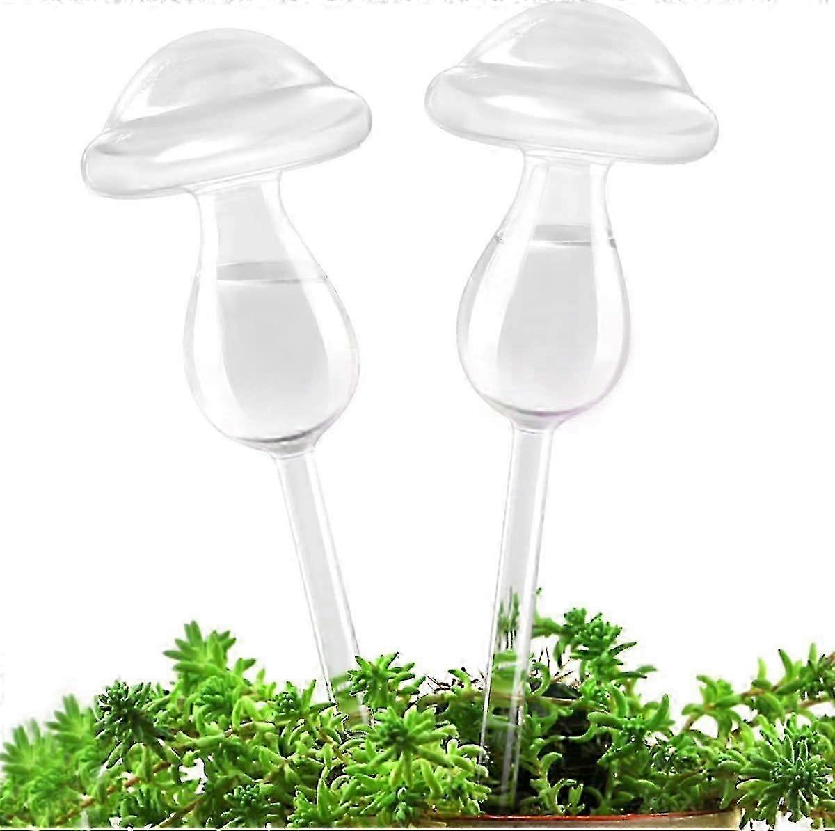 New Plant Watering Globes with Self-Watering Function - Clear Glass Bulbs for Both Indoor & Outdoor Use (Ideal for 2 Mushrooms)