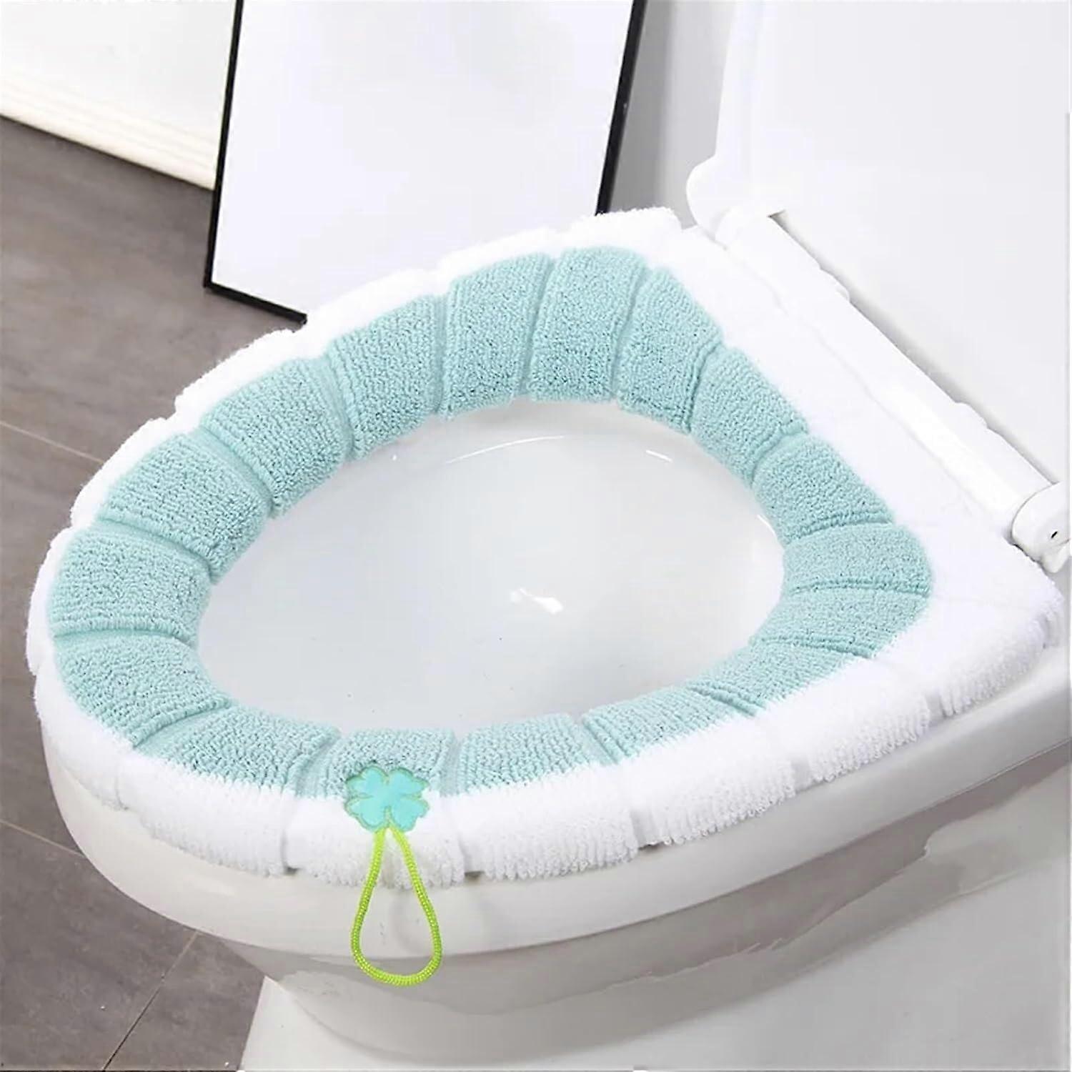 Commode seat Cushion Warm Cozy Toilet Seat Cover Washable Soft Mat Pad Closestool Compatible Green