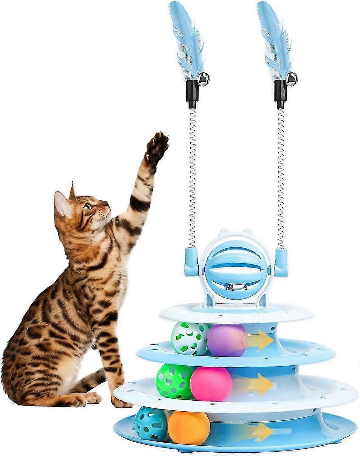 Cat Toy Interactive Pet Plaything for Indoor Kitten, Interactive Kitty Puzzle Ball with 2 Cat-Tease