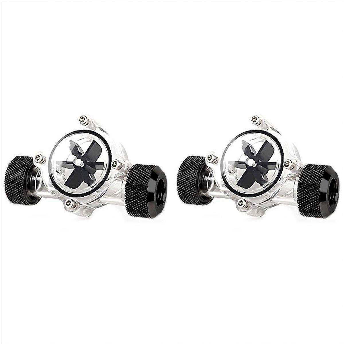 2X G1/4Inch Flow Indicator,Clear Main Body,Black Blade,Matte Black Pc Computer Water Cooling System