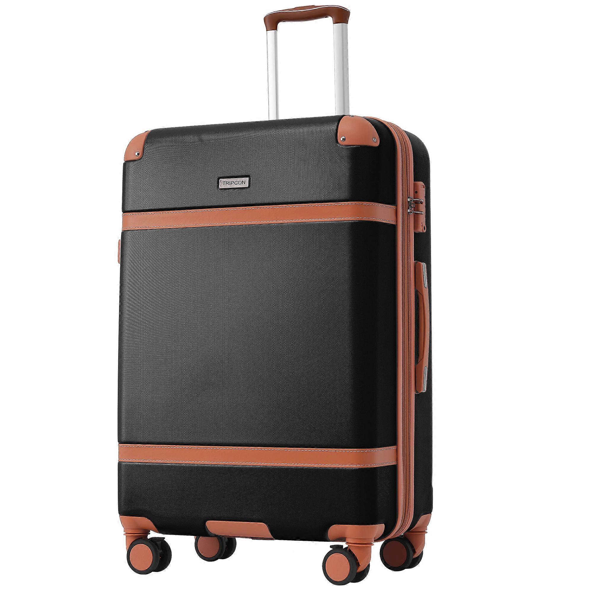 Black Brown Hardshell Suitcase 4 Wheels TSA Lock ABS Material Carry-On Travel