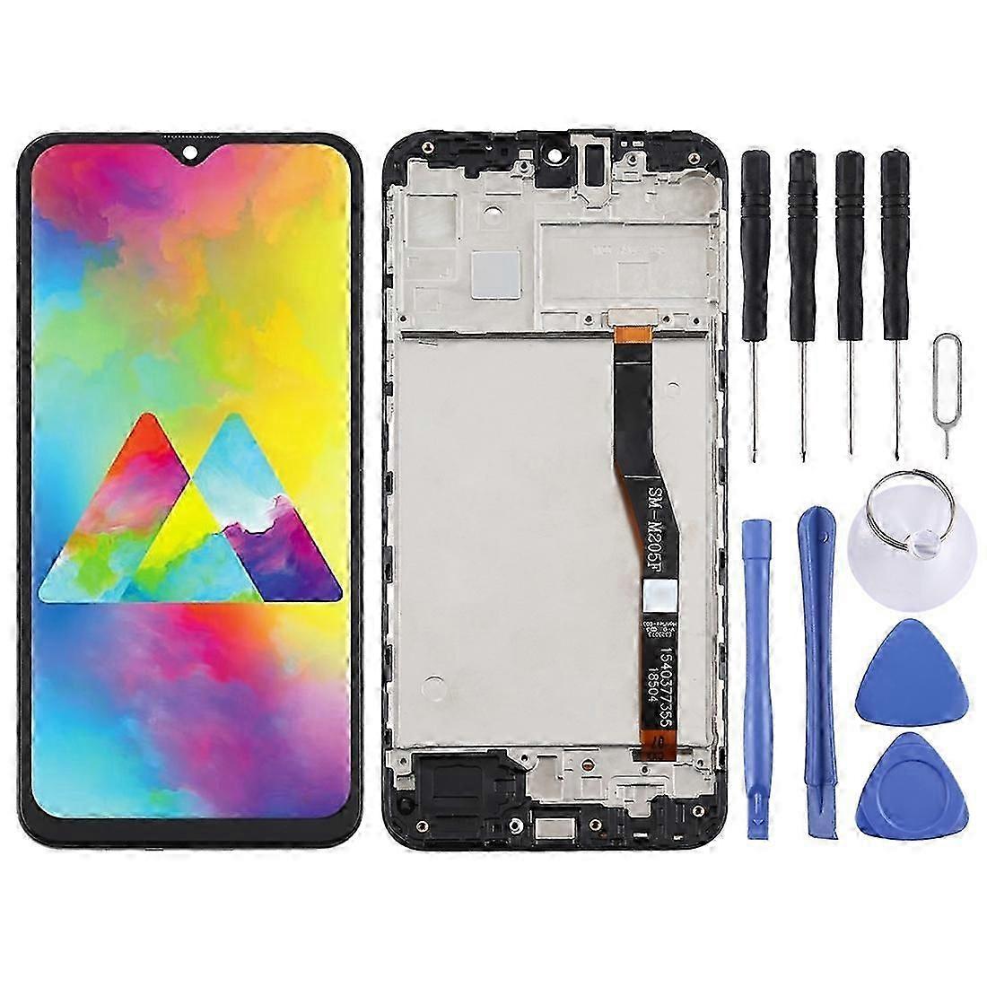 Écran LCD TFT pour Samsung Galaxy M20, assemblage complet avec châssis (noir)