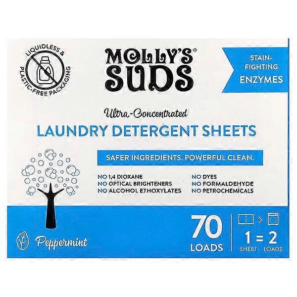 Molly's Suds, Laundry Detergent Sheets, Ultra-Concentrated, Peppermint, 35 Sheets