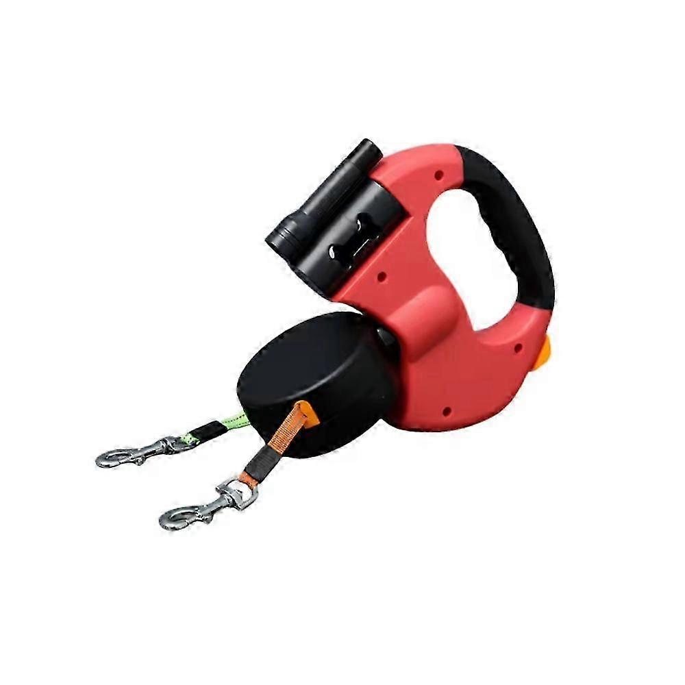 Retractable Leash for Two Dogs with Lighting and 360° Anti-Tangle Swivel Strap for Safe Walks