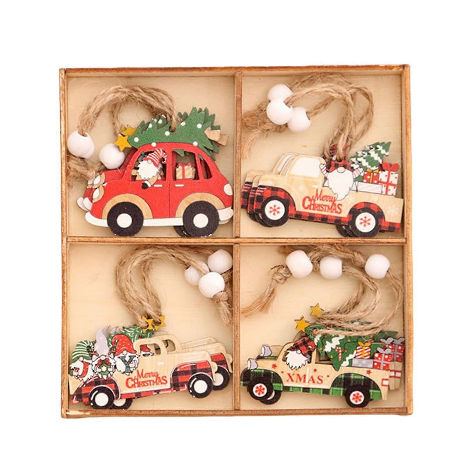 Christmas Tree Decorations Pack Of 12 Rudolph Dwarf Wooden Tags With Hanging Strings Home Dcor Accents