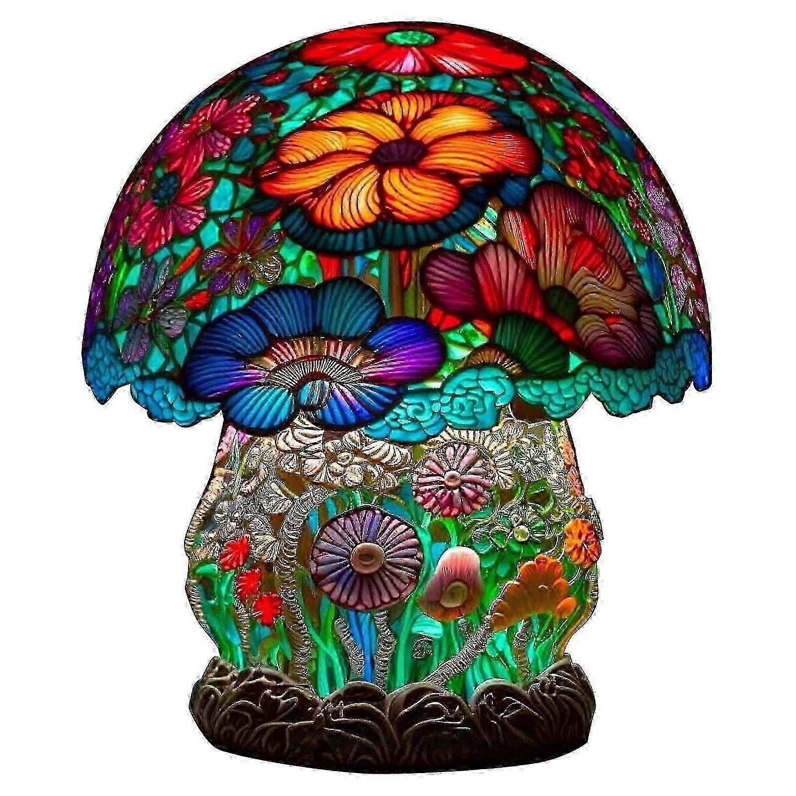 Colorful Snail Table Lamp Stained Glass Plant Series Table Lamp, Vintage Bedside Table Lamp