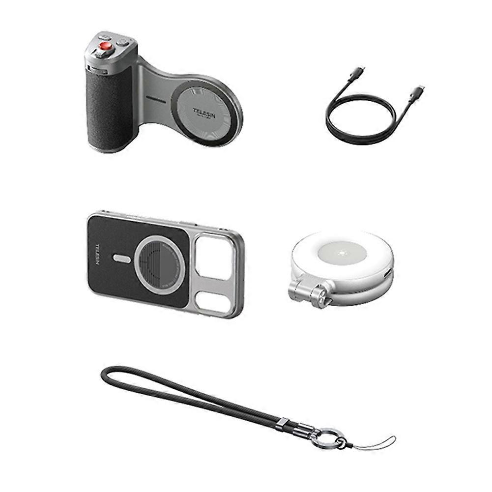 TELESIN Bluetooth Selfie Grip for IPhone 17 Pro Max Vlog Handle with Fill Light Camera Adapter for Enhanced Photography