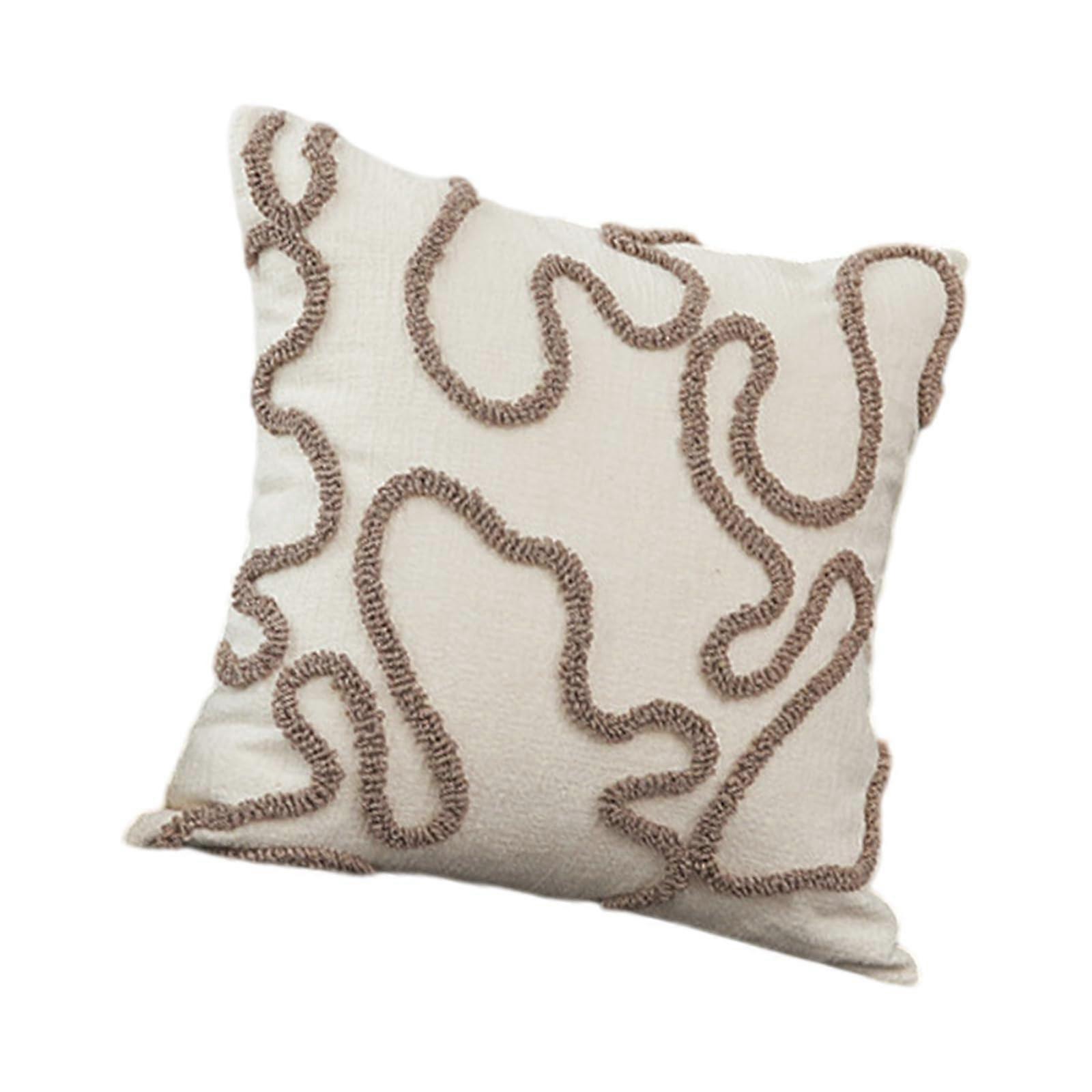 Soft Faux Rabbits Furs Throw Pillow Covers 3D Soft Plush Bubble Velvet Cushion Case Tufted Khaki Stripes For Home Decor