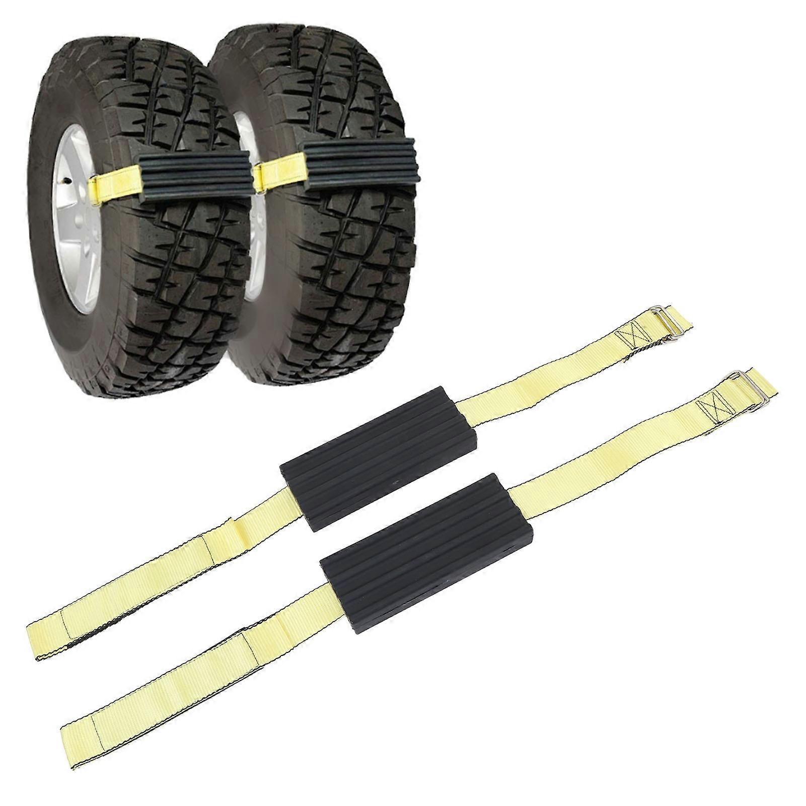 2 Pcs Tire Traction Straps with Work Gloves Effective Anti Slip Emergency Traction Straps for Trucks Large SUVs 