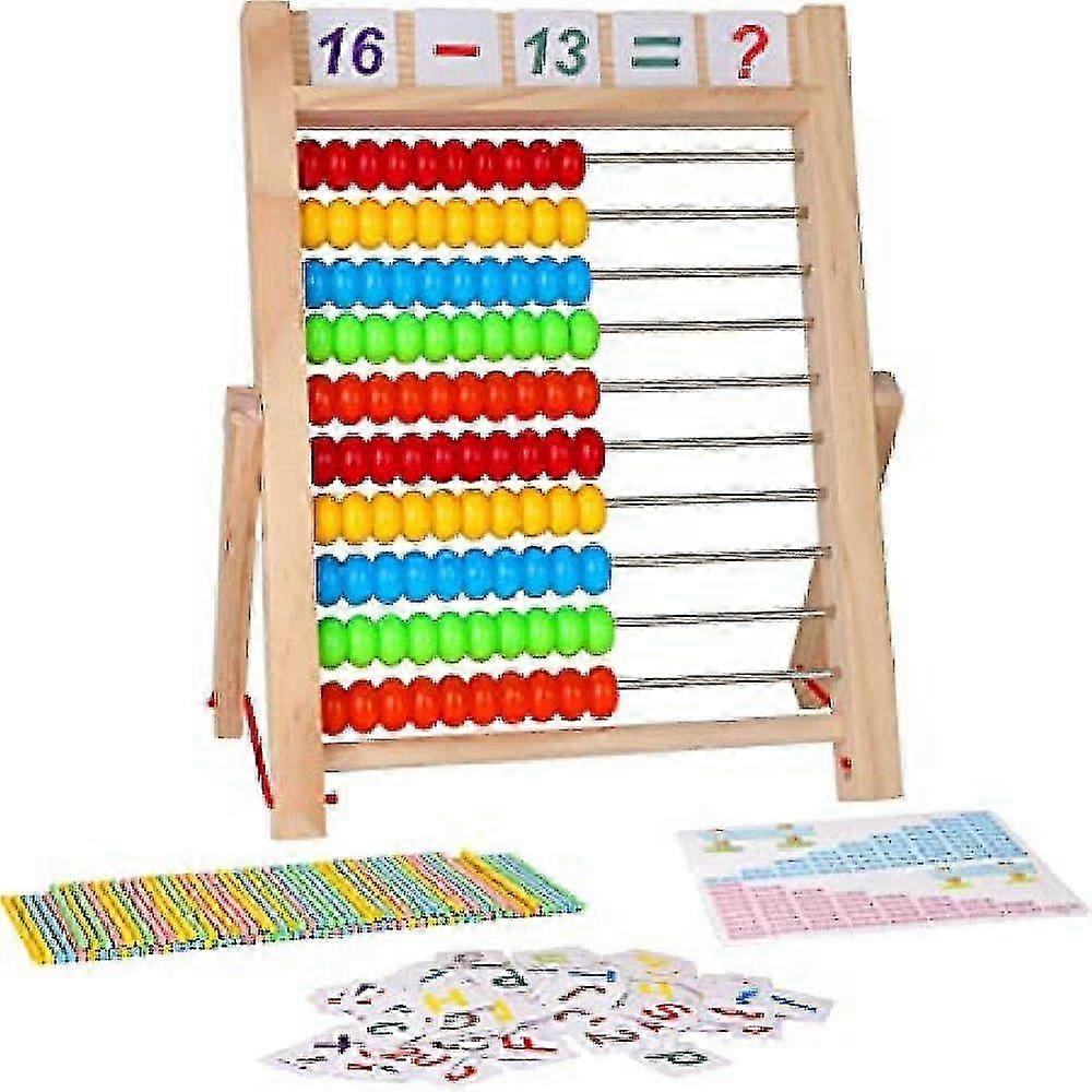 25-26 Bestdon Slide Rule Calculator Frame Children Primary School Abacus For Counting And Arithmetic 100 Multicolored Beads With Counting St