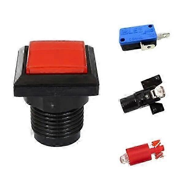 1Pc 33*33MM Square Button With Light 5 Colors Arcade Square Push Buttons Illumilated LED Light w/ Microswitch 12V DC