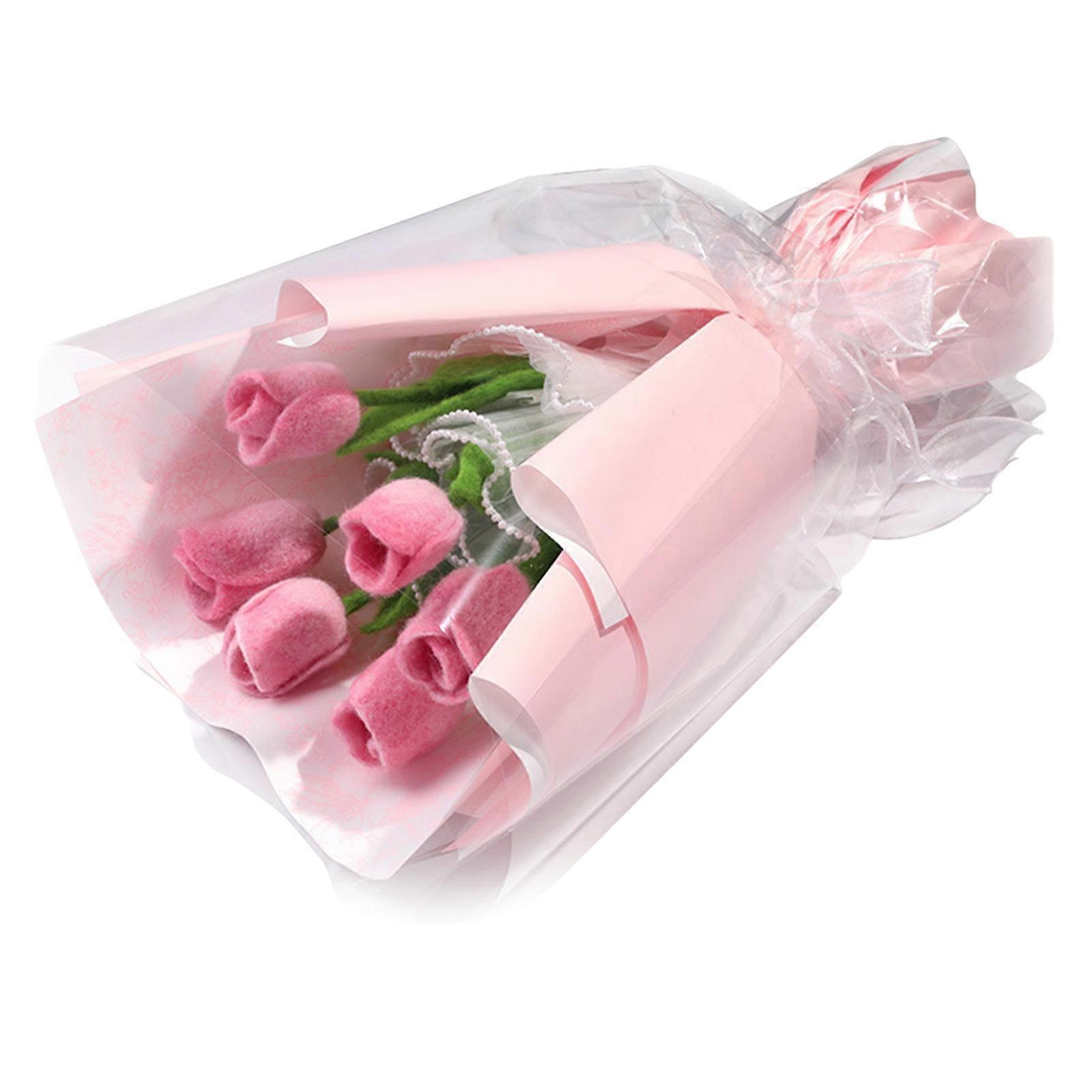 Flower Bouquets Needle Felting Set Flower Wool Felted Set with Felting Needle Instruction Wool Roving for Beginner Multicolor