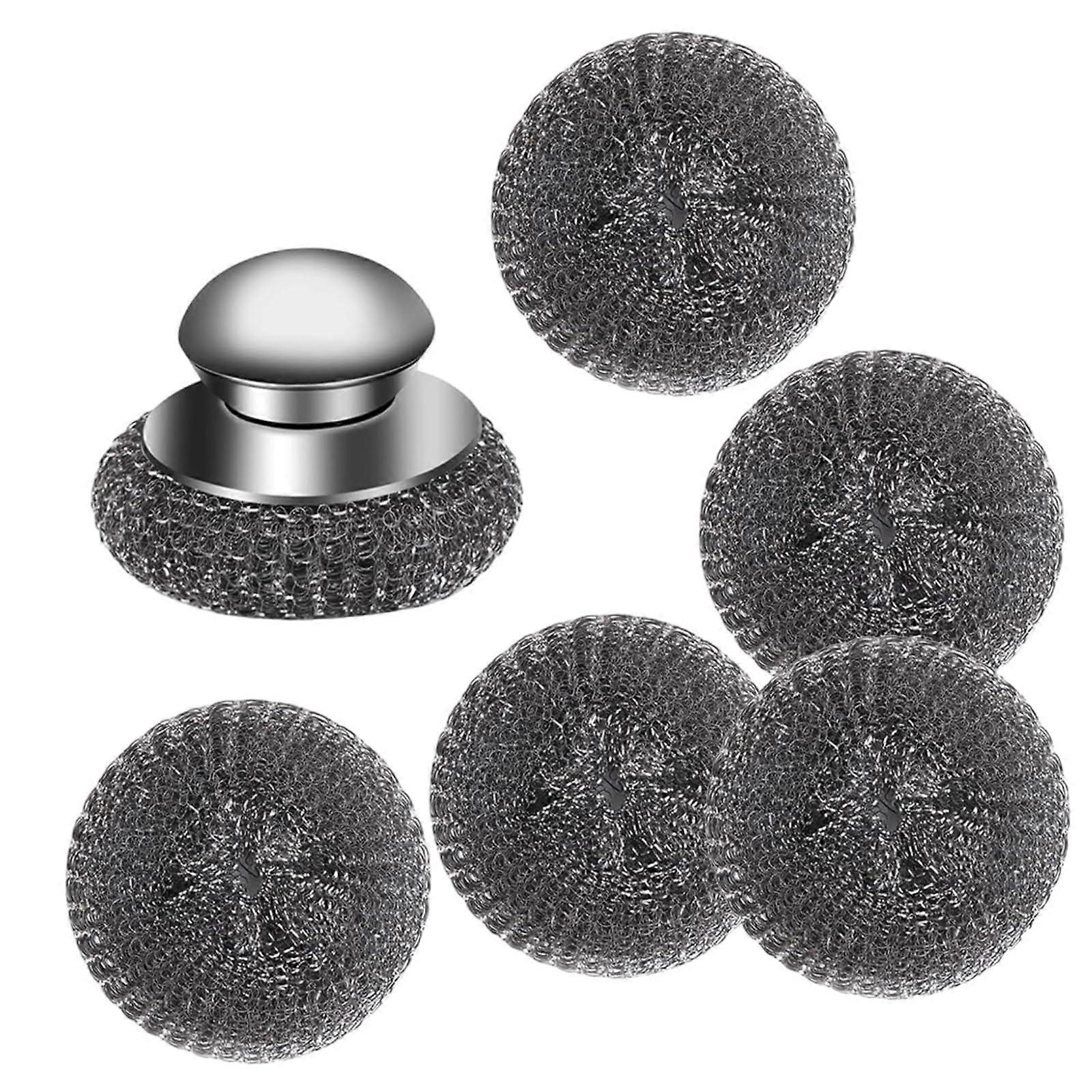 Steel Wool Scrubber 1 Set With Ergonomic Handle For Rust Removal And Grease Cleaning Professional Use