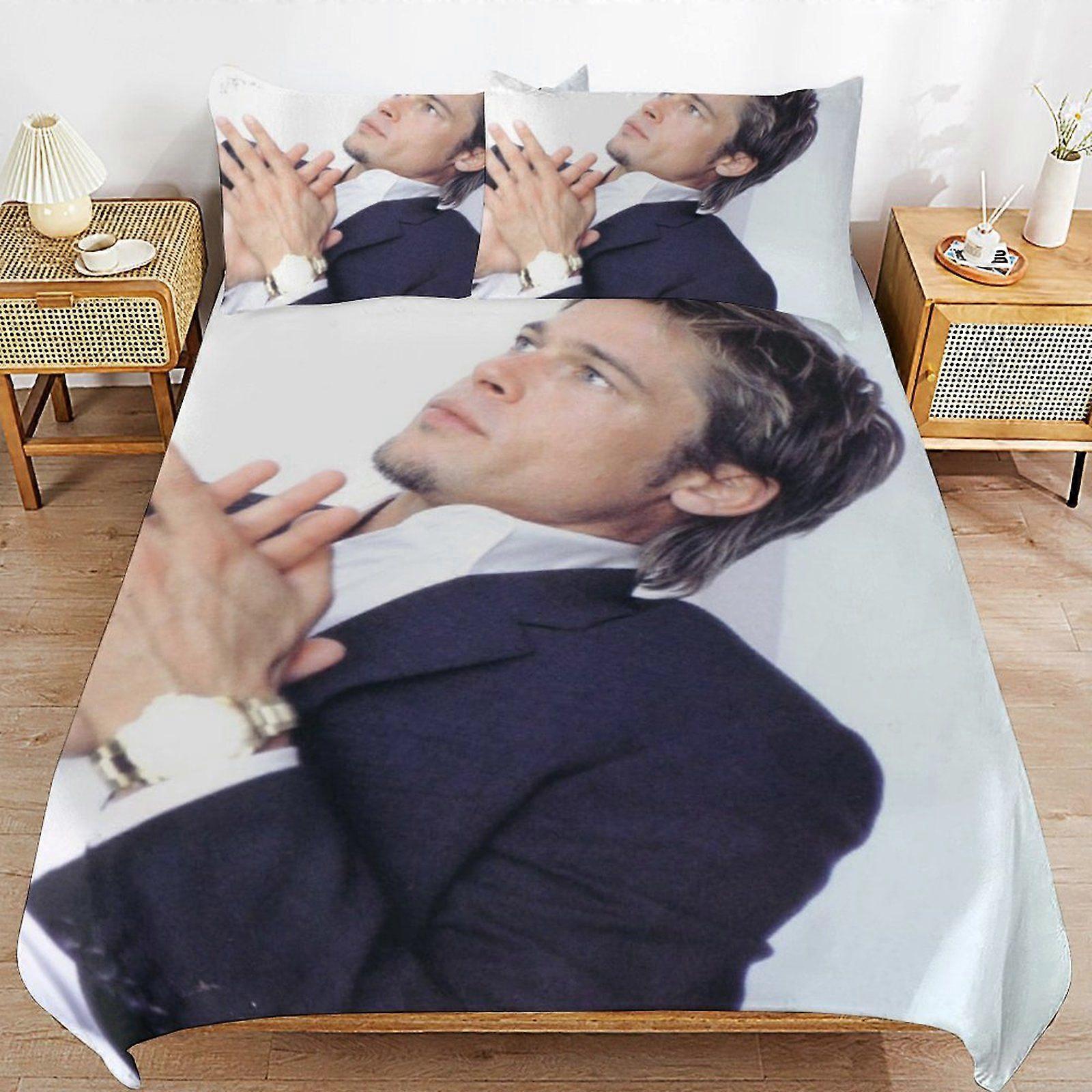 u245 Brad Pitt Classic Touch Soft Zipper Comfort Fabric Breathable Structure Duvet Cover Sets for Relaxing Sleep n245