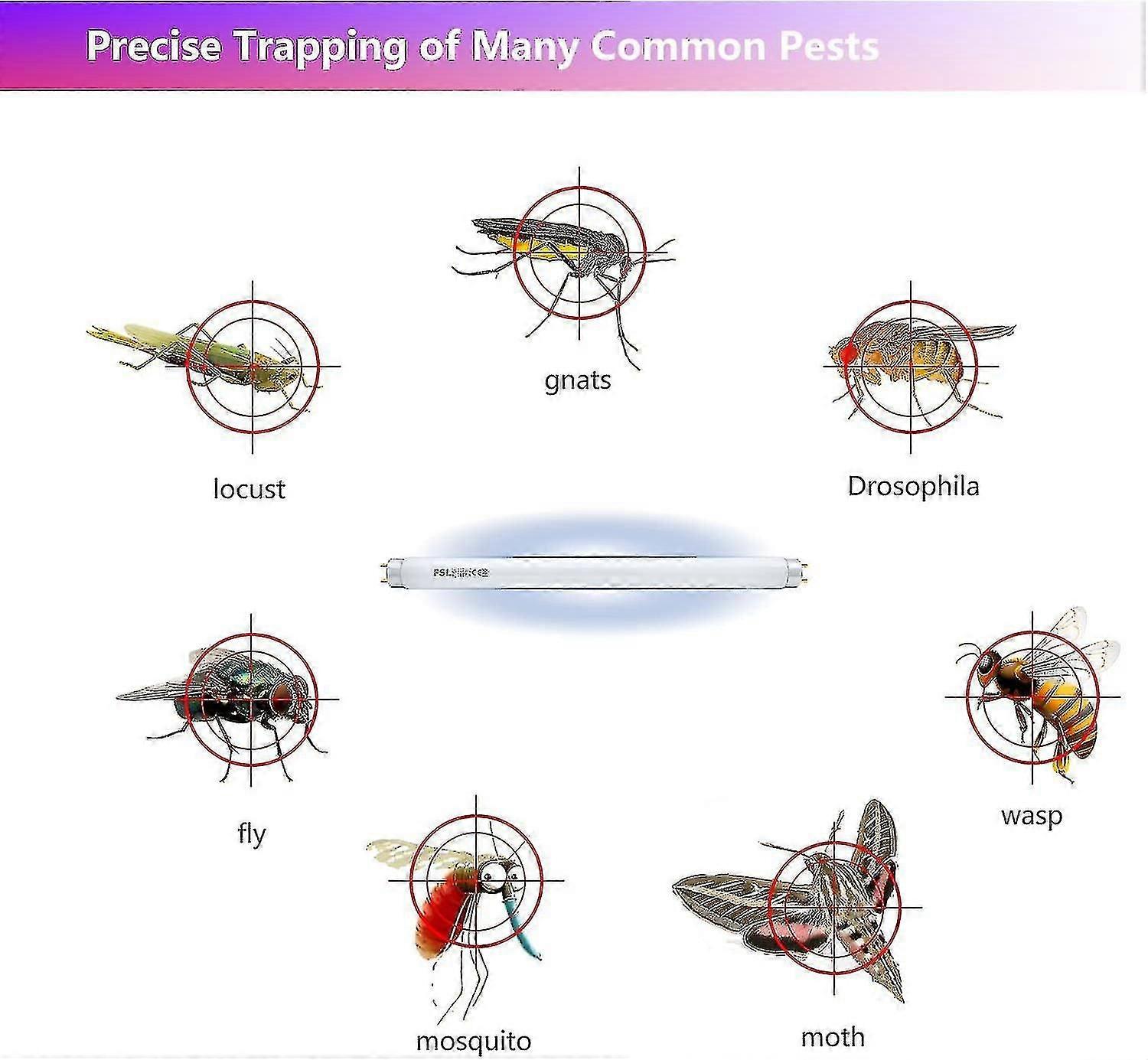 Fsl T8 F10w Bl Vervangende Lamp Voor Muggendoder, 34,5 cm Uv-buis Voor 10w Muggendoder/insectendoder (2 stuks) (dp)