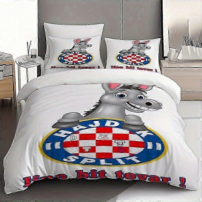TE1281 3pcs HNK Hajduk Split Pattern Print - Three-Piece Bedding Set, Soft Quilt Cover And Two Pillowcases, Suitable for All Seasons, Per