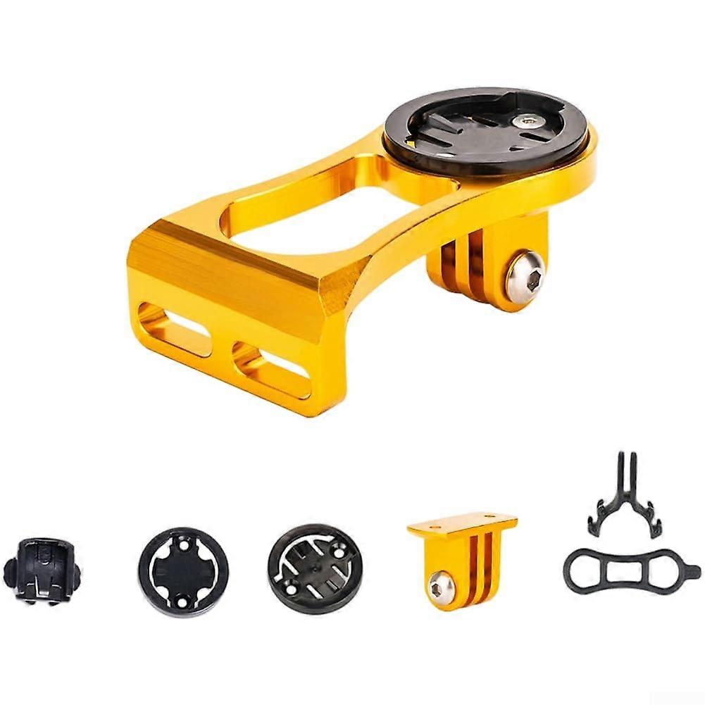 Aluminum Alloy For Bike Computer Mount Compatible Devices CNC Machined Anodized Golden Lightweight Dual Functionality