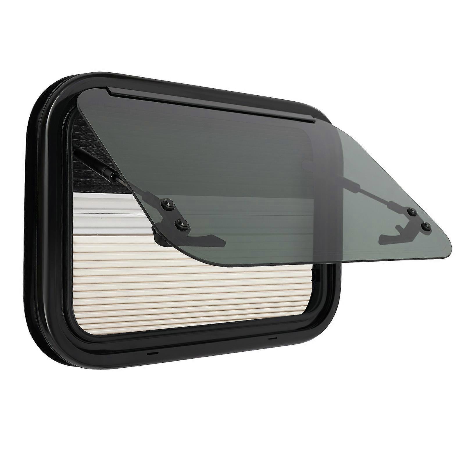 RV Caravan Camper Push Out Window Rectangular Rounded Corners w/Screen Window Sunshade