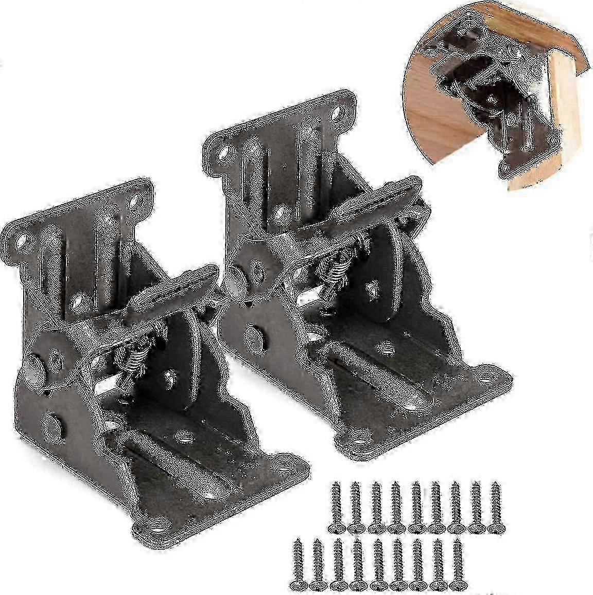 Wall Mounted Folding Hinges - Set of 2 Self-Locking Brackets for Furniture Assembly
