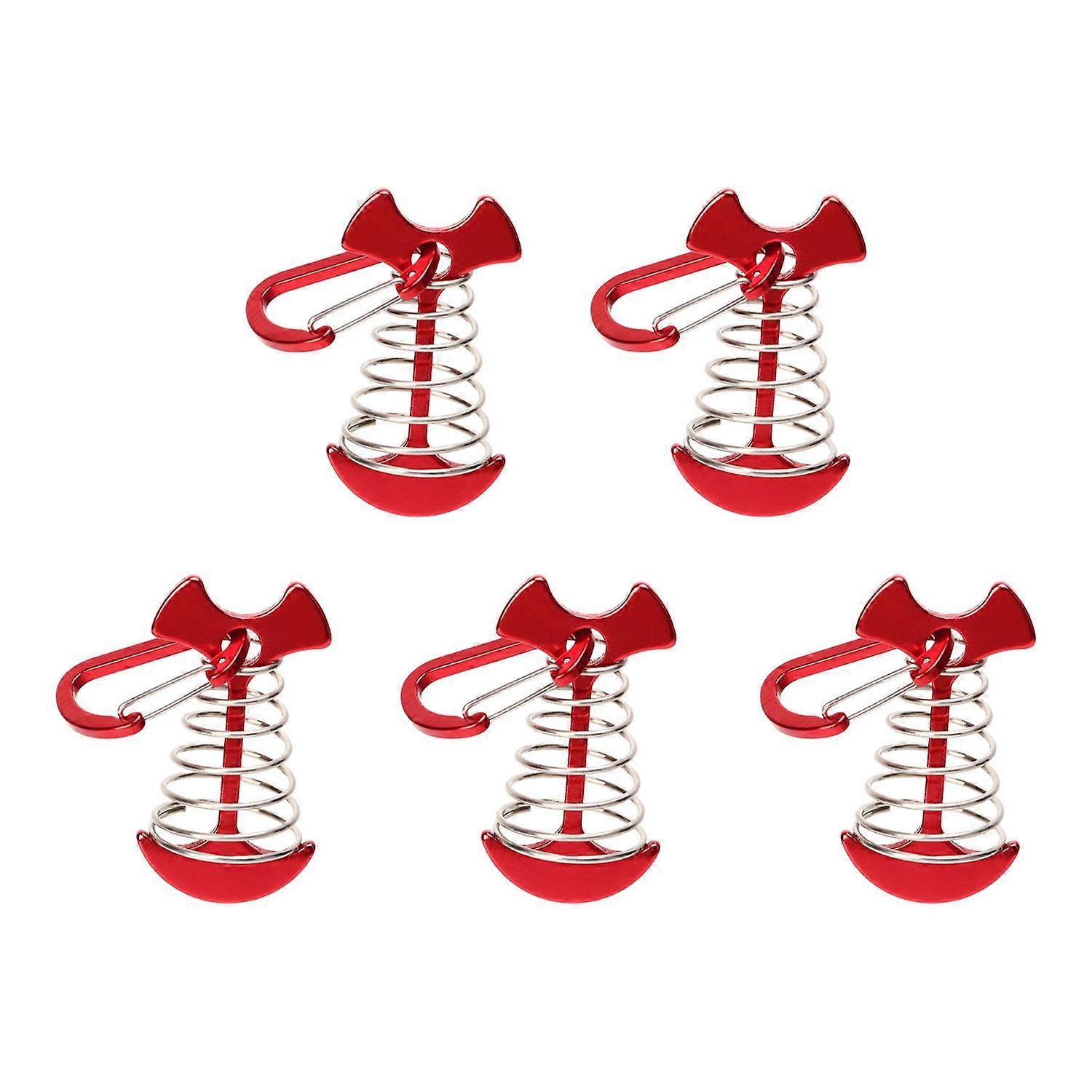 5 PCS Fishbone Deck Anchor Pegs Tent Awning Spring Hook Adjustable Wind Rope Fixing Buckle Deck Hook