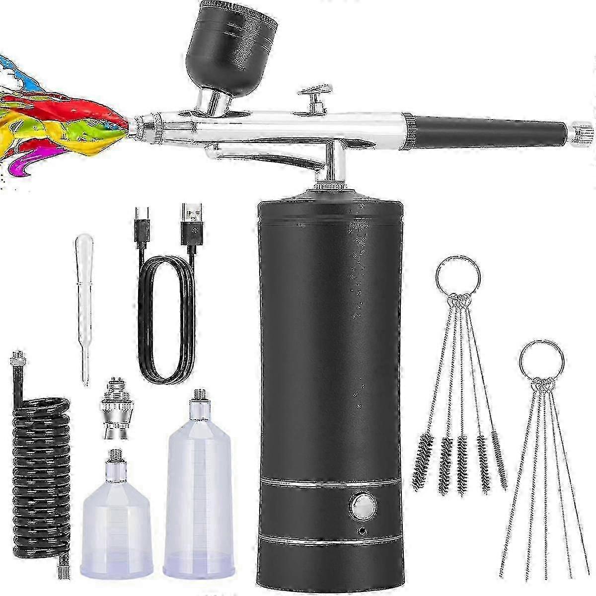 Airbrush Kit Cordless Rechargeable Compressor Airbrush Set, Automatically Handles Model Painting, N