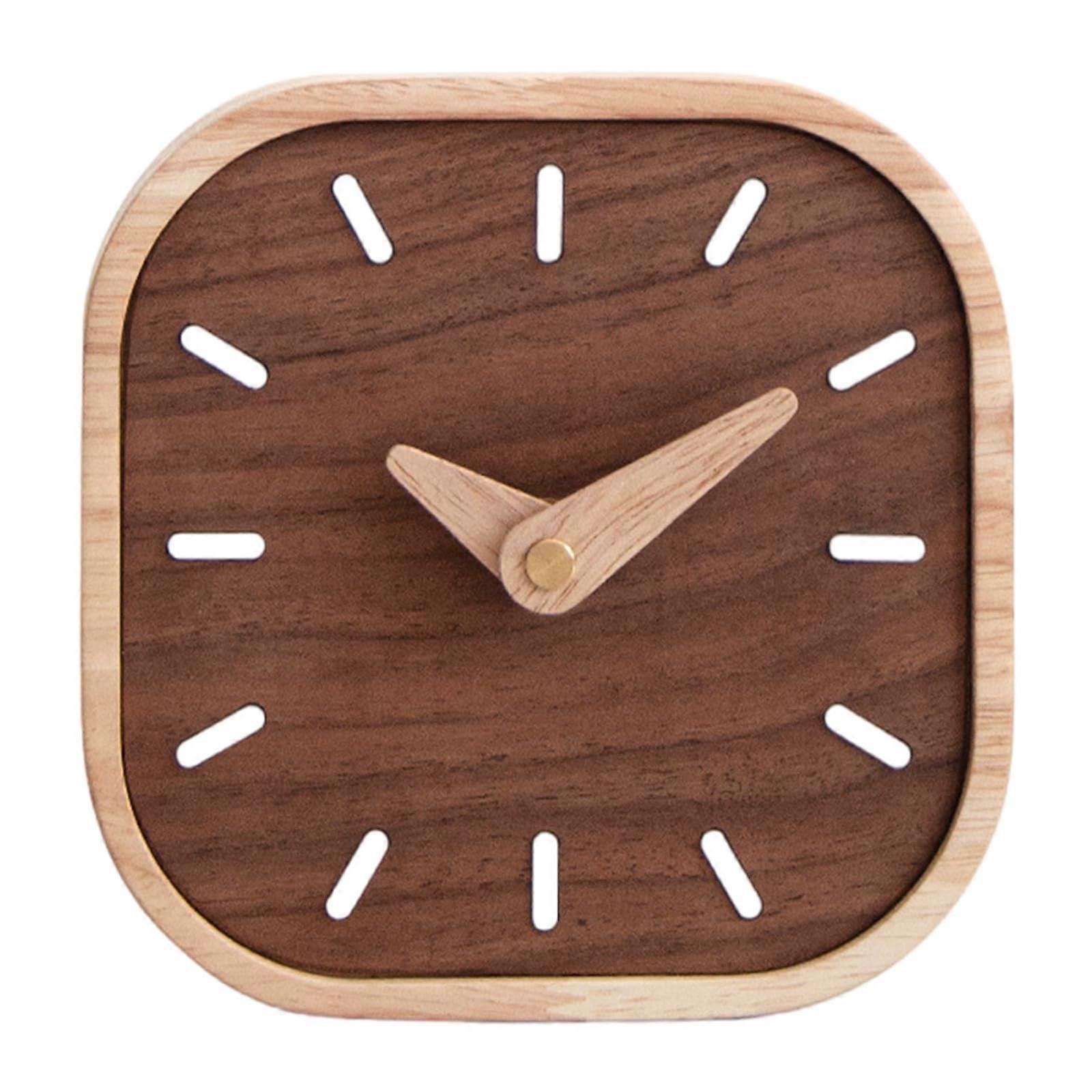 Walnut Wood Clock Miniature Silent Bedside Clock Quartz Movement for Sophisticated Home Decor