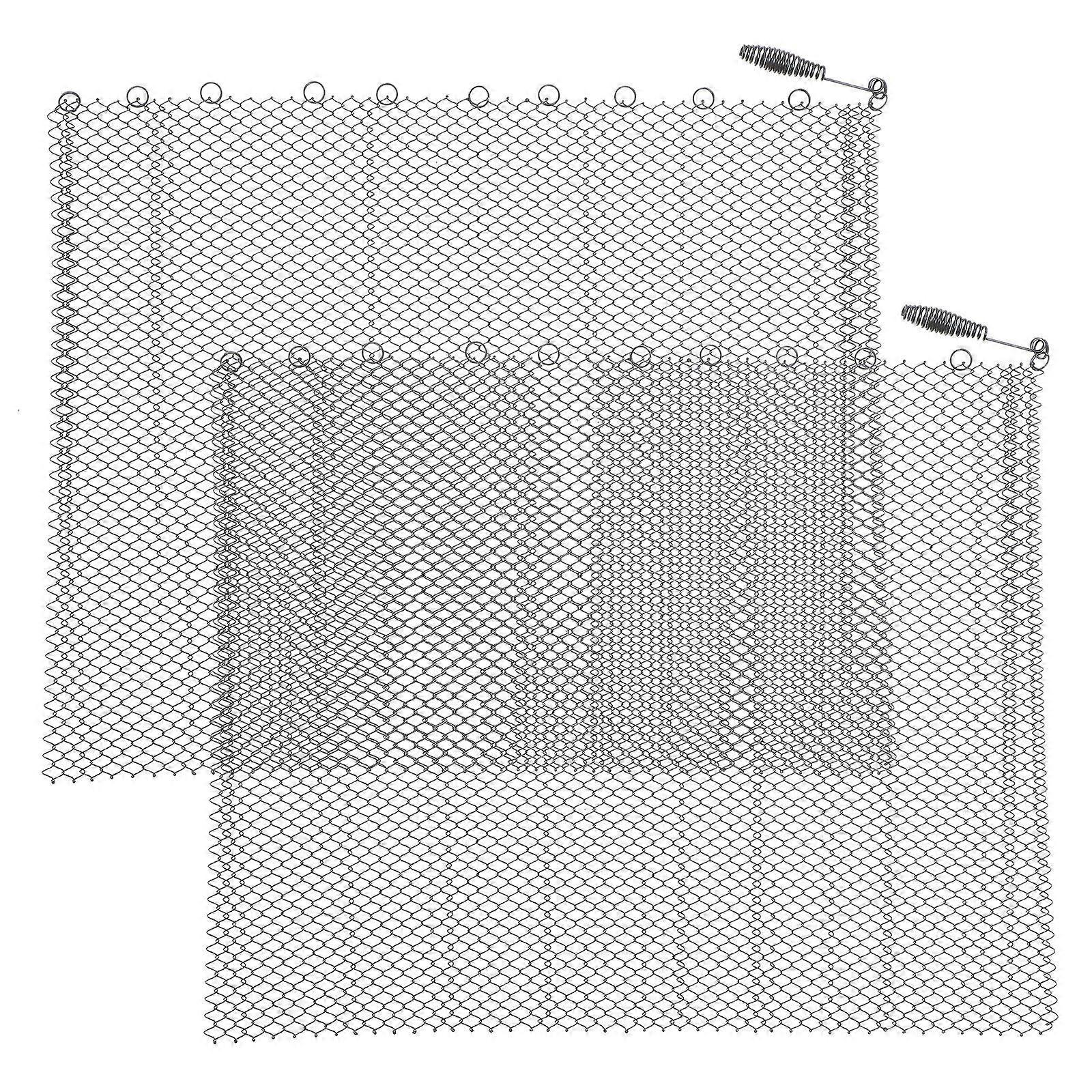 2pcs Fireplace Mesh Screen Curtains Fireplace Screen Panels with Handles