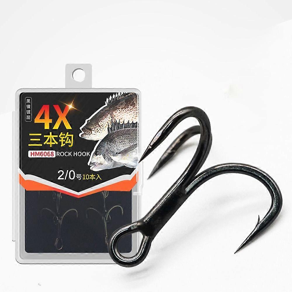 10Pcs Black 4X intensify anti-rust Super Sharp Fishhooks Treble Fishing Hooks High Carbon Steel Matte Tin Hooks Fishing Tackle