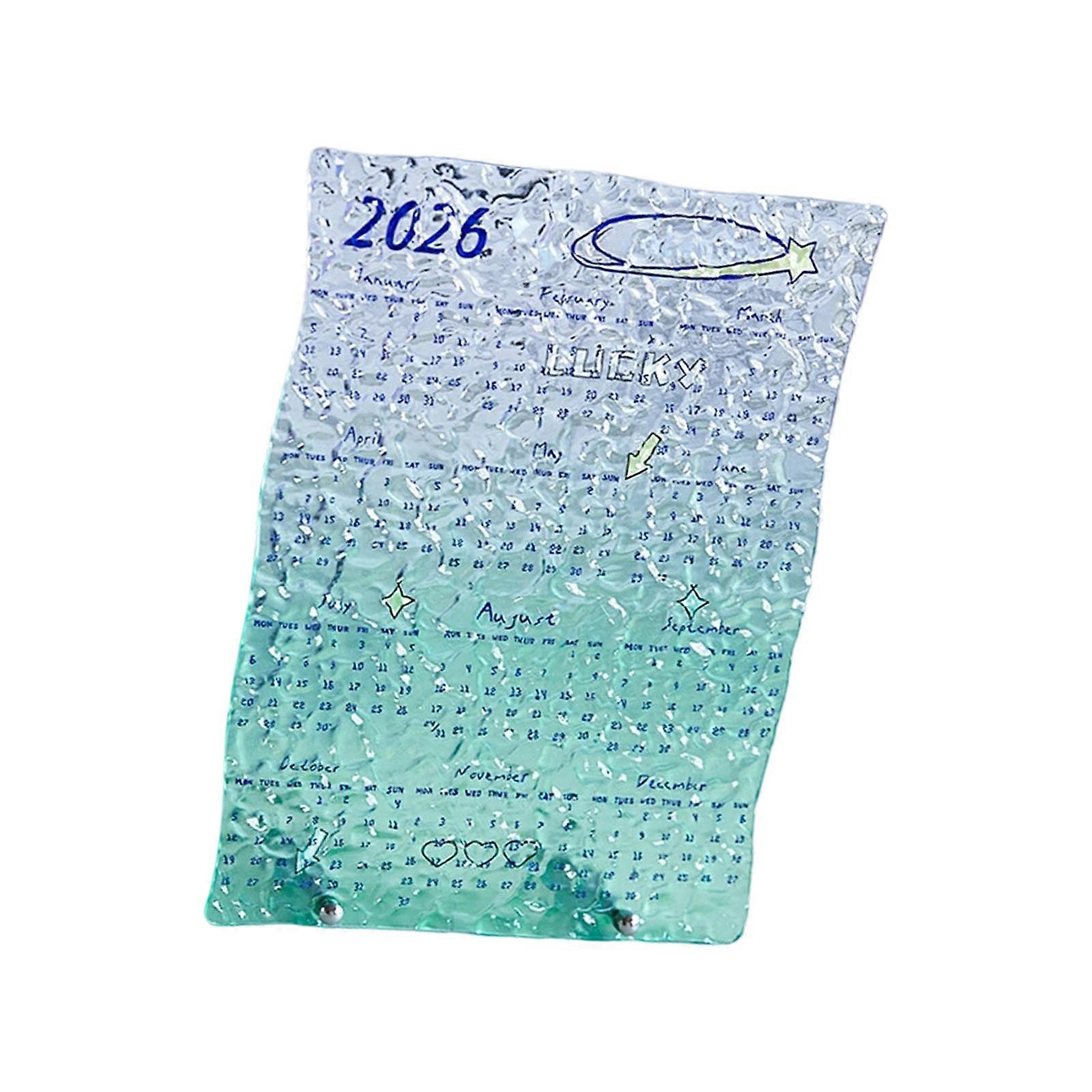2026 Acrylic Yearly Calendar Space Saving Small Desktop Calendar Office Desk Accessory For Students Office Workers  Green