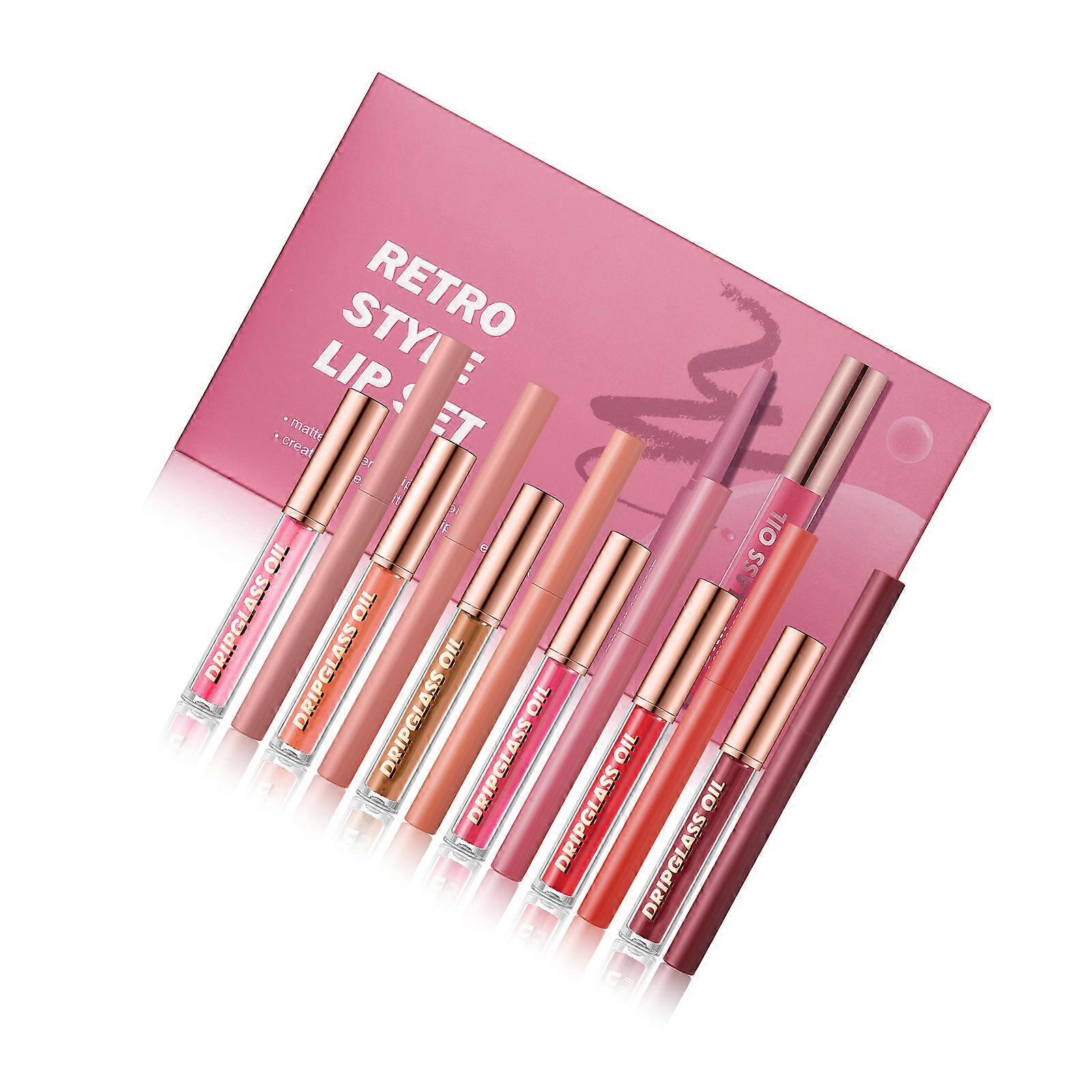 12 Pieces Lip Care Set Matte Finish Lip Liners and Hydrating Moisturizing Lip Oil Gloss for Daily Use Beauty Routine Multicolor