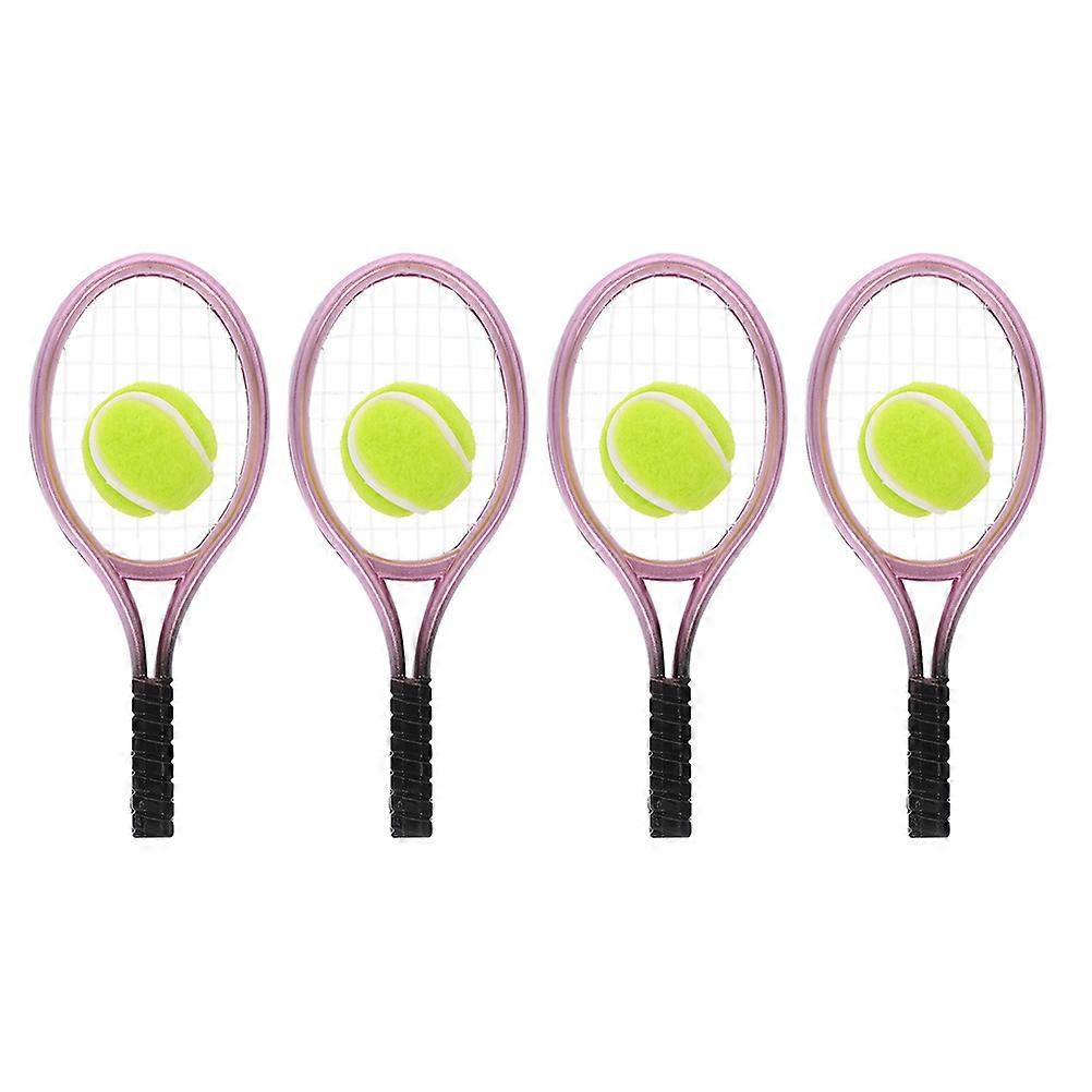 4Sets Mini Tennis Racket Toy for Playing Use with Ball and Plastic Material