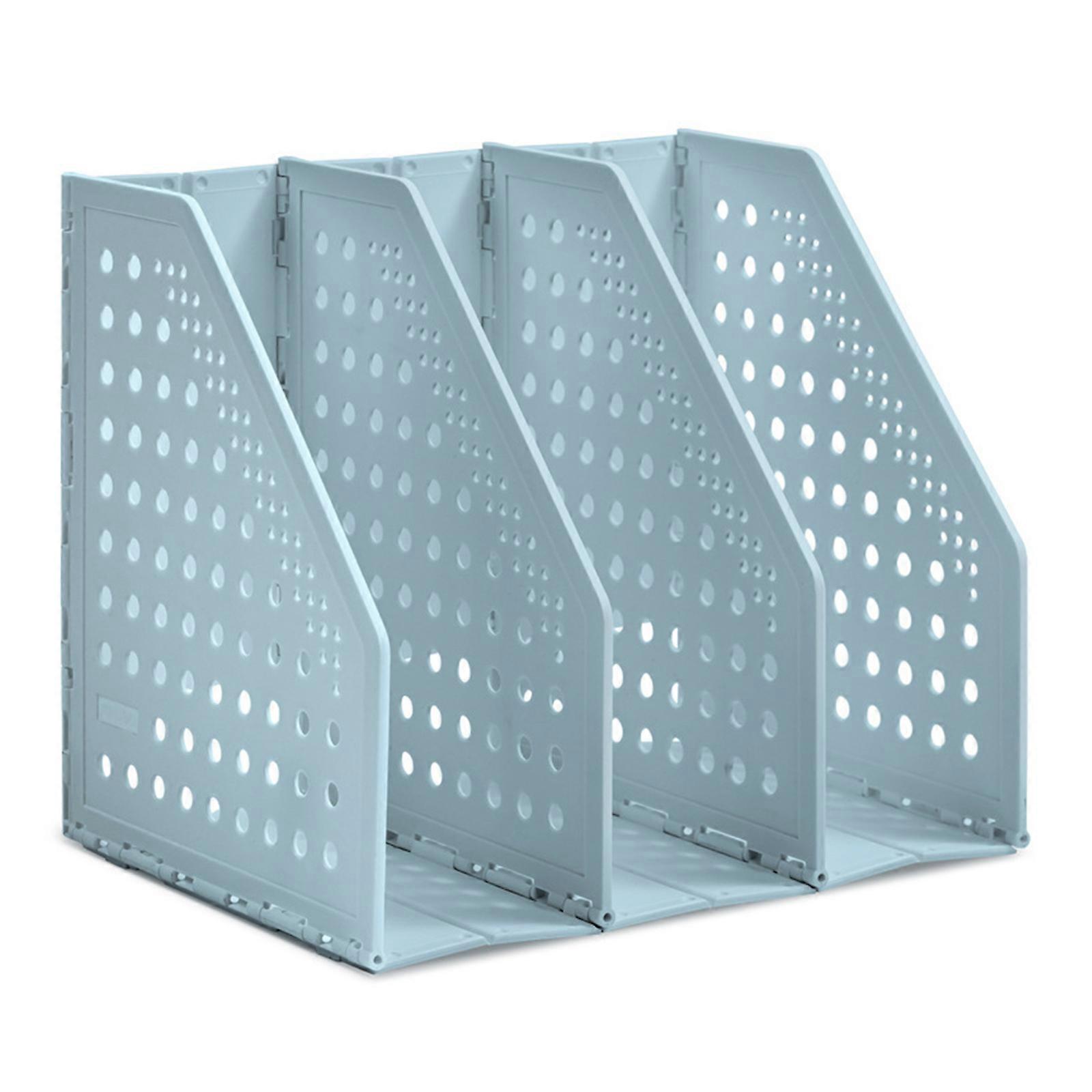 Foldable File Organizers Document Storage Box Durability Plastic Desktop Organizers For Workspaces Efficiency Accessory  Blue