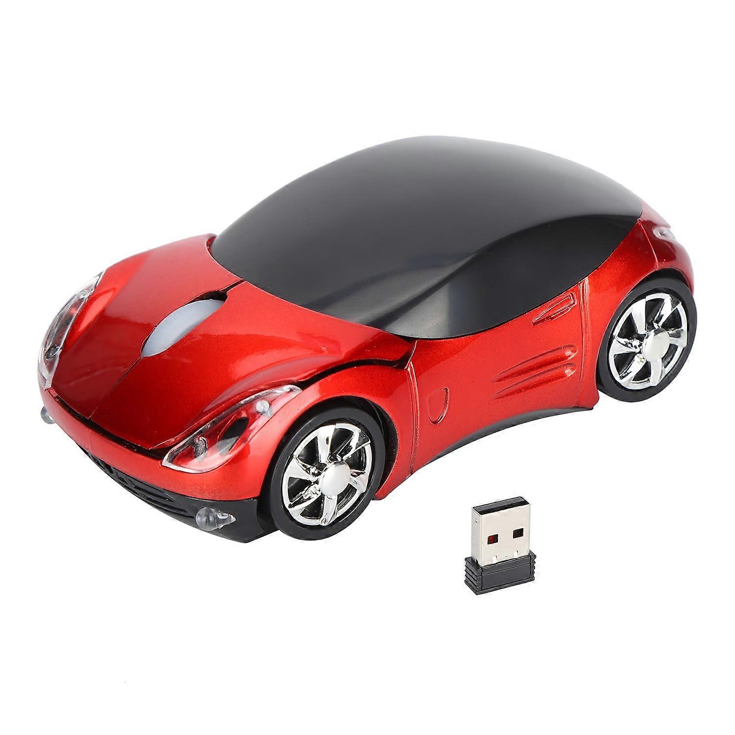 Wireless Mouse Smart Red CarShaped Portable 2.4G Game Mouse with USB Receiver for Office Laptop Comp
