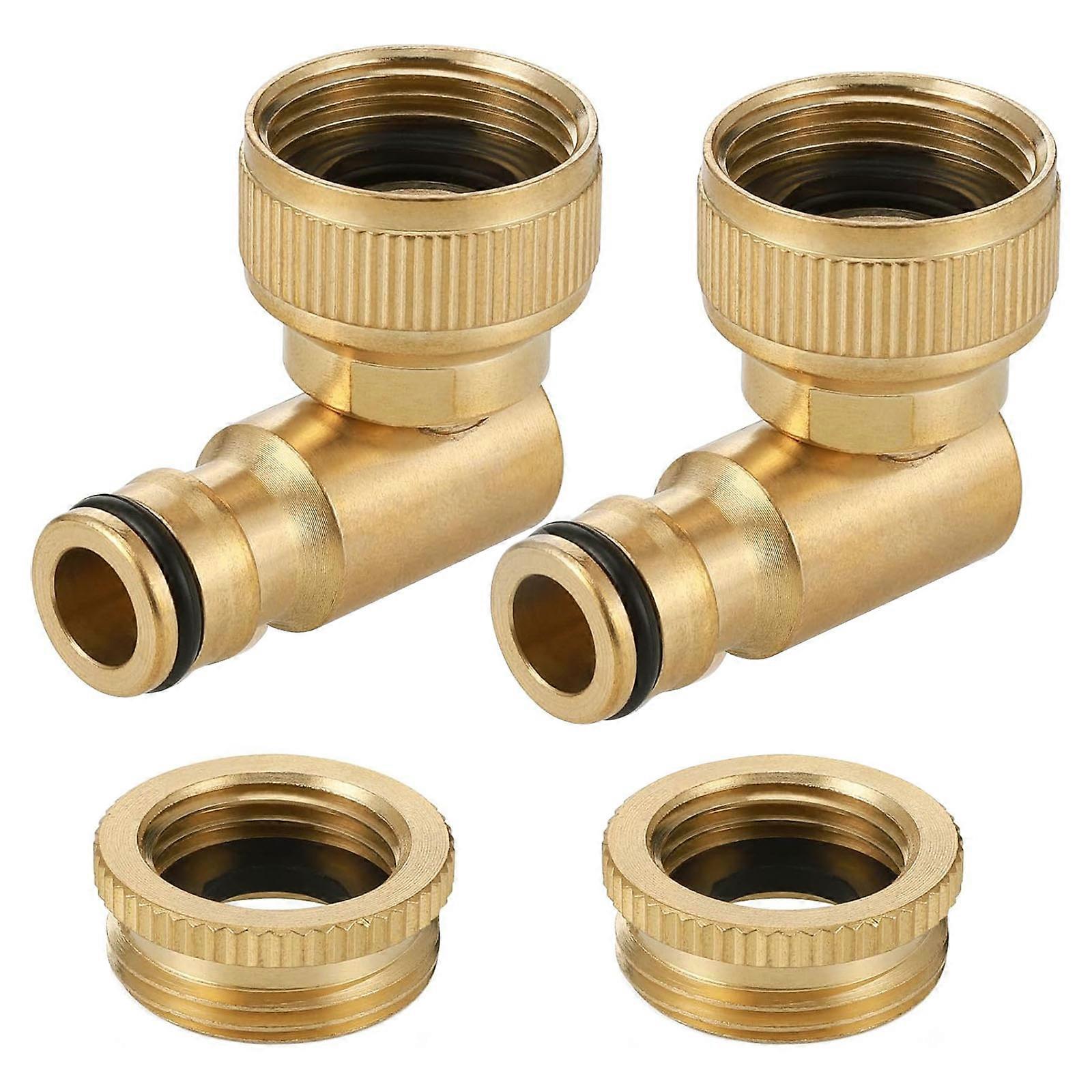 Pack Of 2 Brass Angled Hose Connectors Garden Tap Adapter 90 Degree Rotating Hose Pipe Attachment for Outdoor Use Multicolor